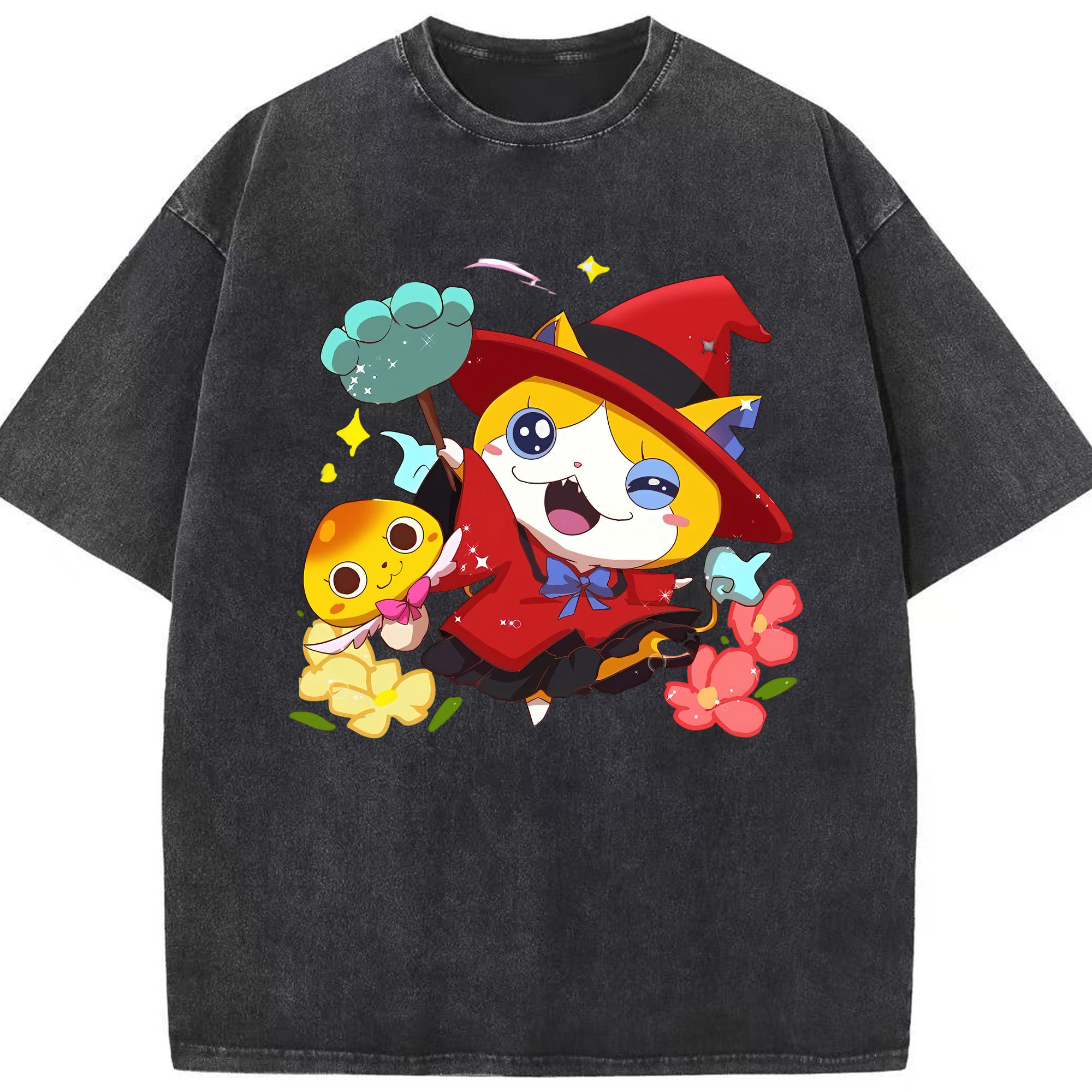 （画像用） 妖怪ウォッチ Yo-kai Watch 綿100% ヴィンテージ風 半袖Tシャツ（フロントプリント）