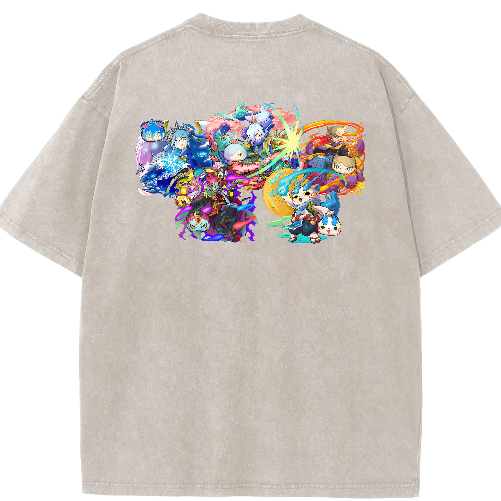 （画像用） 妖怪ウォッチ Yo-kai Watch 綿100% ヴィンテージ風 半袖Tシャツ（背面プリント）
