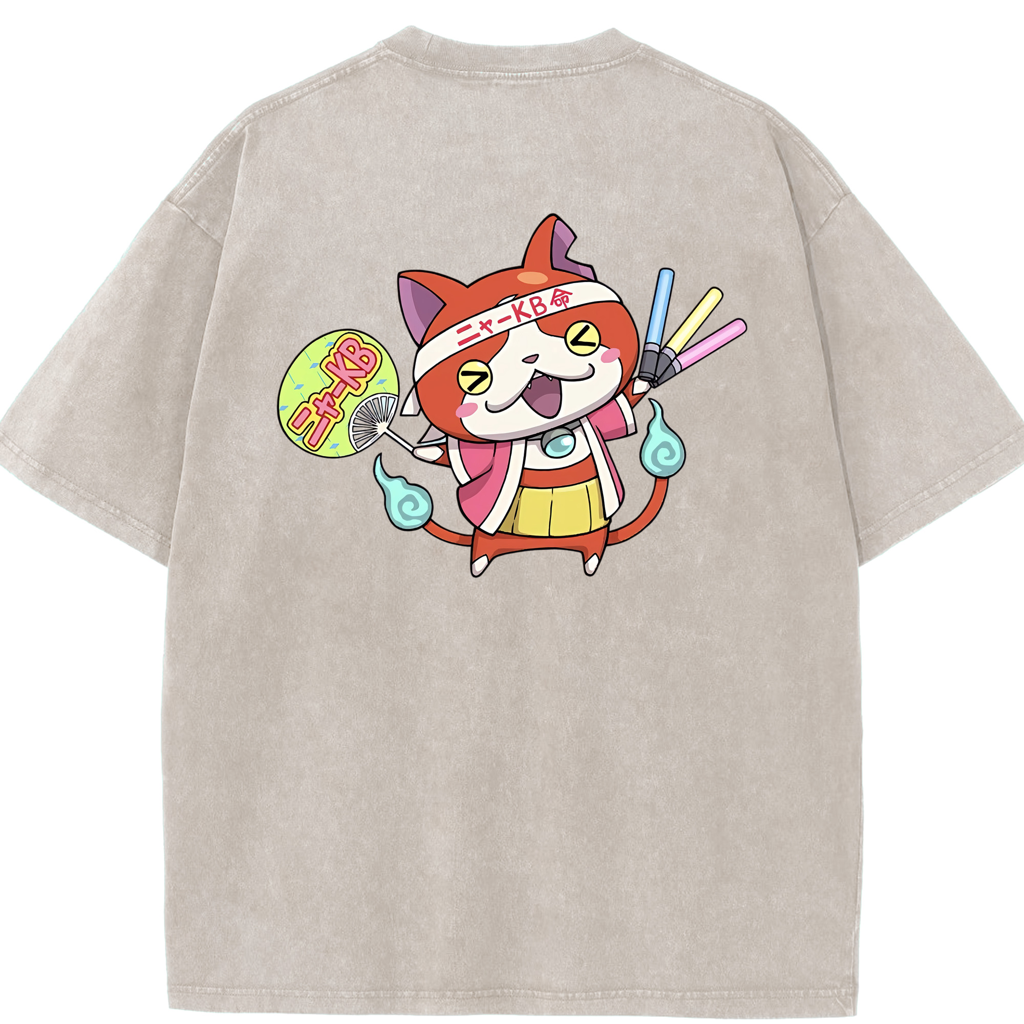 （画像用） 妖怪ウォッチ Yo-kai Watch 綿100% ヴィンテージ風 半袖Tシャツ（背面プリント）