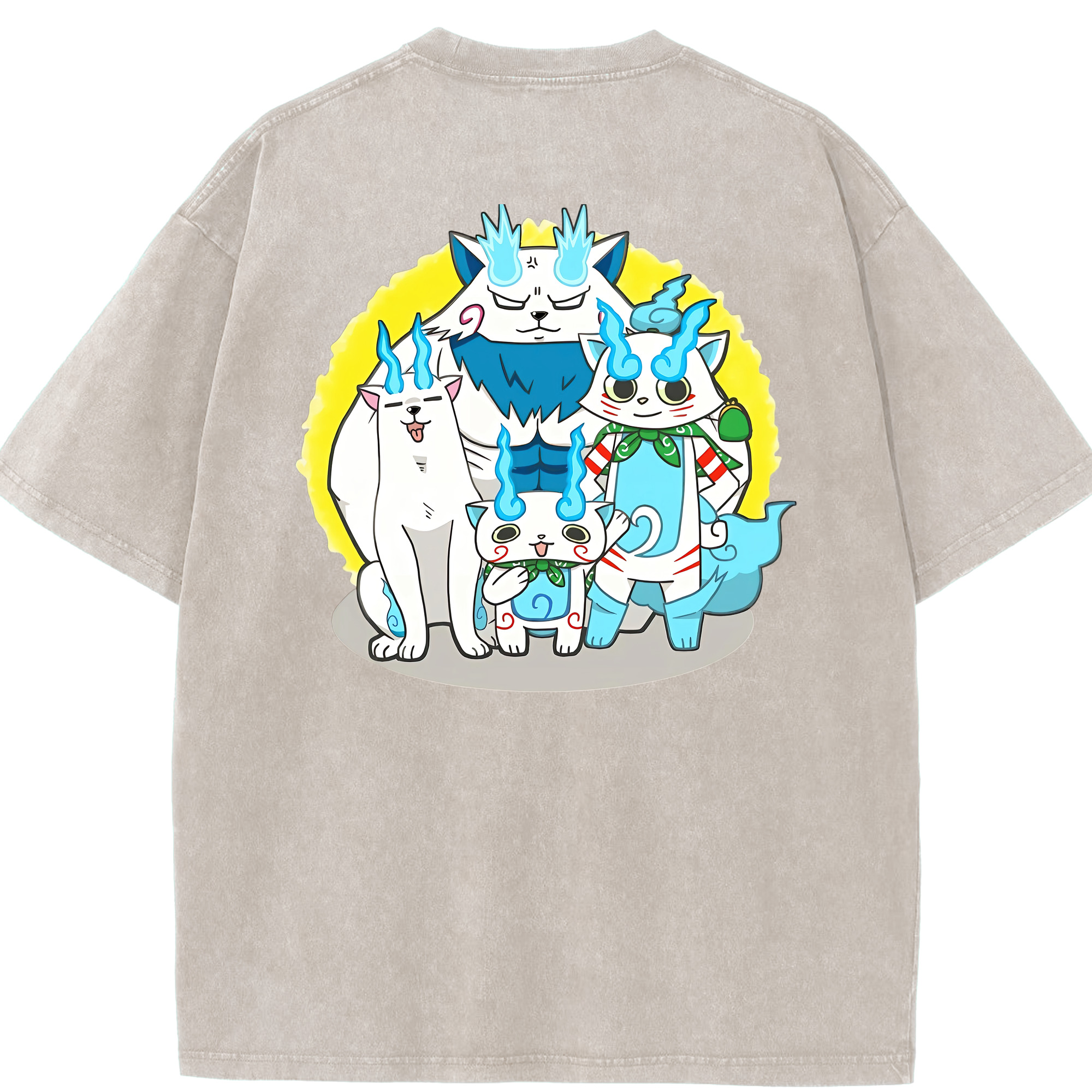 （画像用） 妖怪ウォッチ Yo-kai Watch 綿100% ヴィンテージ風 半袖Tシャツ（背面プリント）