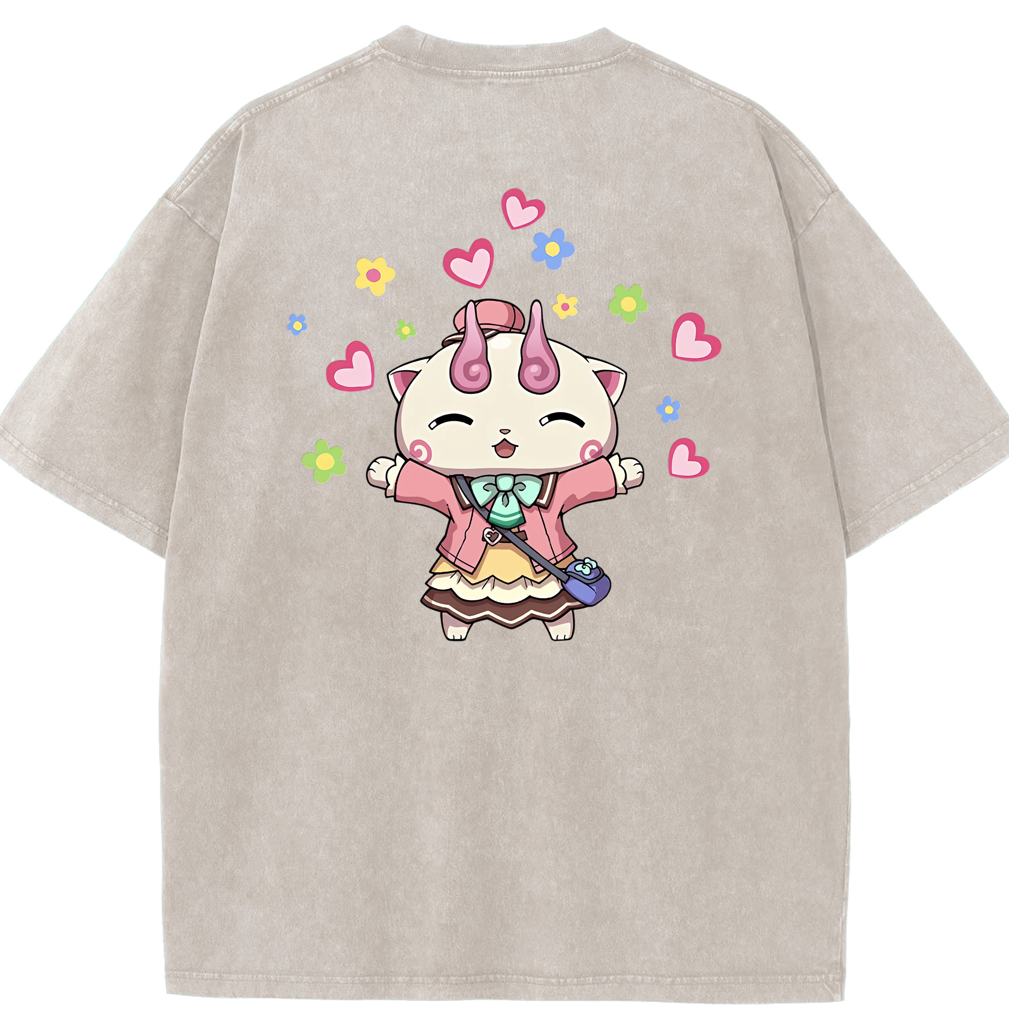 （画像用） 妖怪ウォッチ Yo-kai Watch 綿100% ヴィンテージ風 半袖Tシャツ（背面プリント）