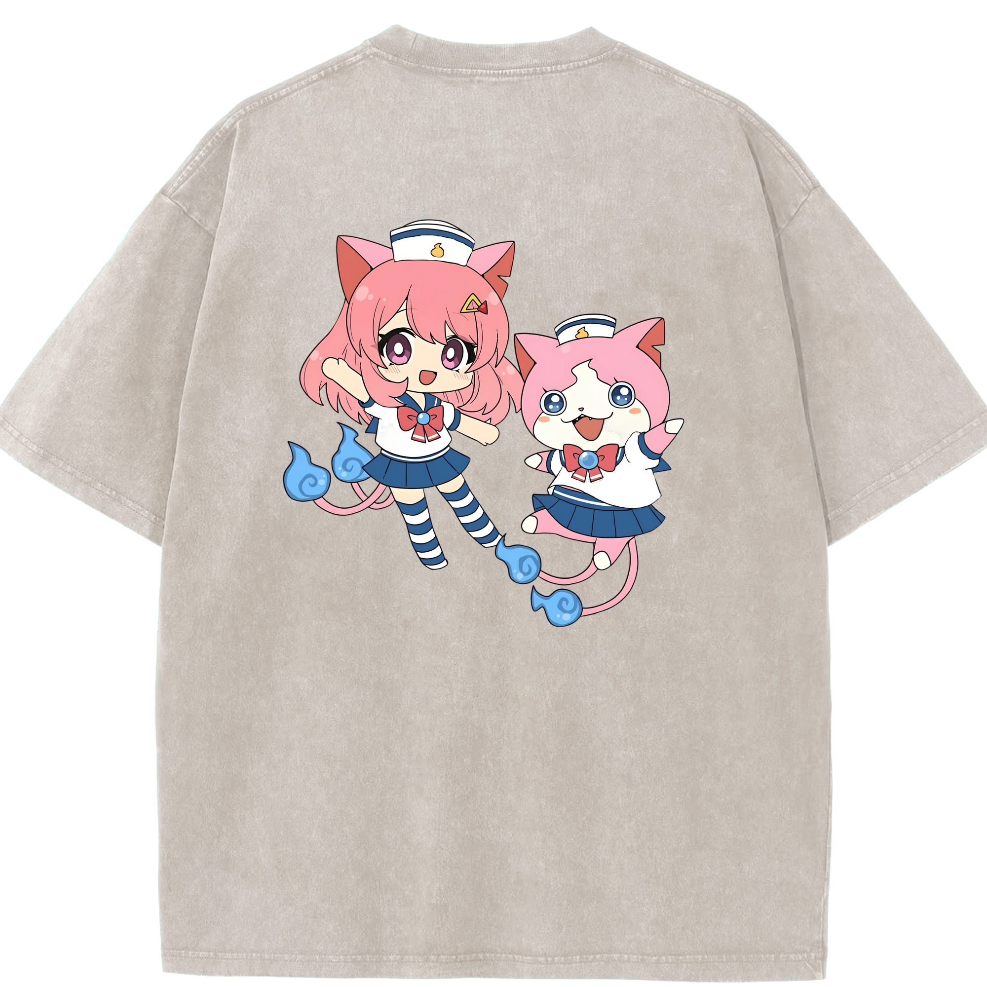 （画像用） 妖怪ウォッチ Yo-kai Watch 綿100% ヴィンテージ風 半袖Tシャツ（背面プリント）