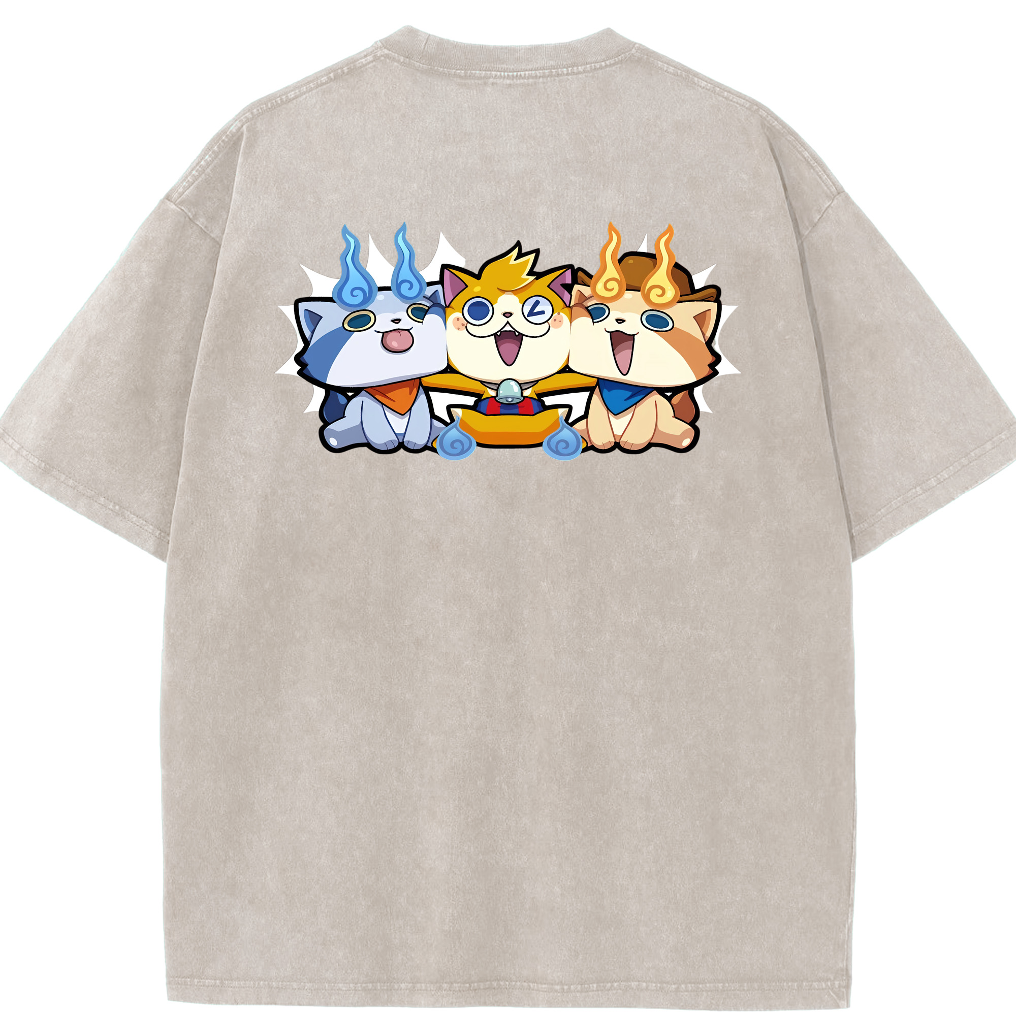 （画像用） 妖怪ウォッチ Yo-kai Watch 綿100% ヴィンテージ風 半袖Tシャツ（背面プリント）