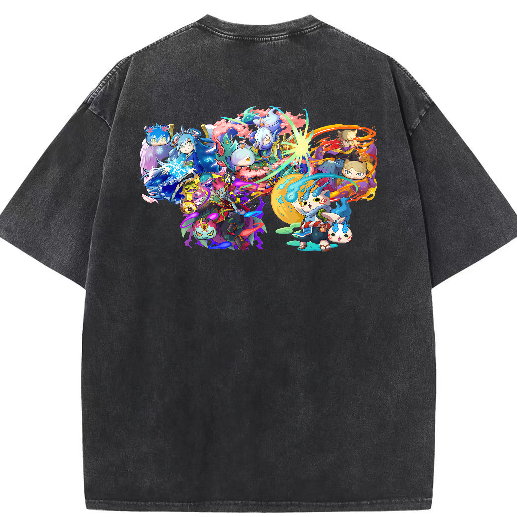（画像用） 妖怪ウォッチ Yo-kai Watch 綿100% ヴィンテージ風 半袖Tシャツ（背面プリント）