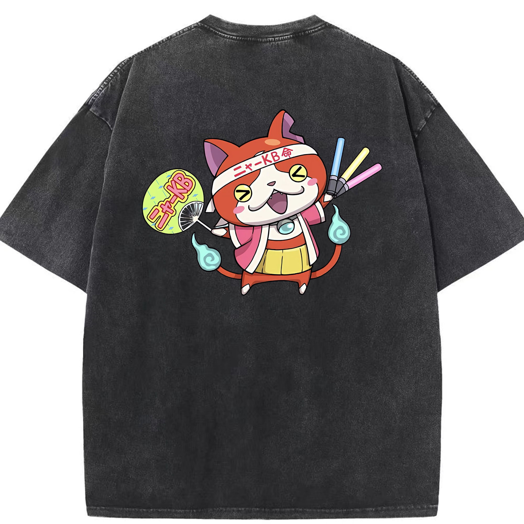 （画像用） 妖怪ウォッチ Yo-kai Watch 綿100% ヴィンテージ風 半袖Tシャツ（背面プリント）
