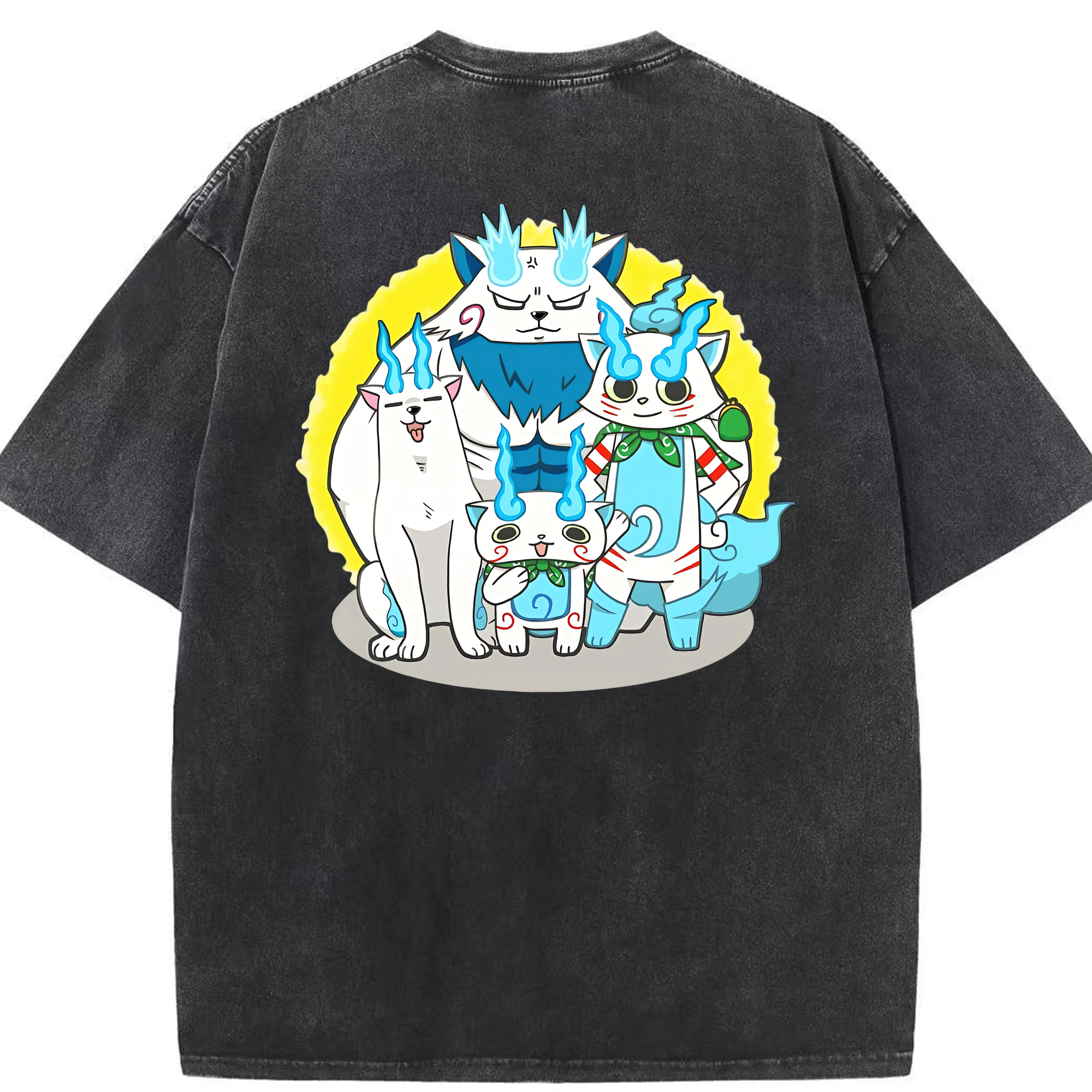 （画像用） 妖怪ウォッチ Yo-kai Watch 綿100% ヴィンテージ風 半袖Tシャツ（背面プリント）