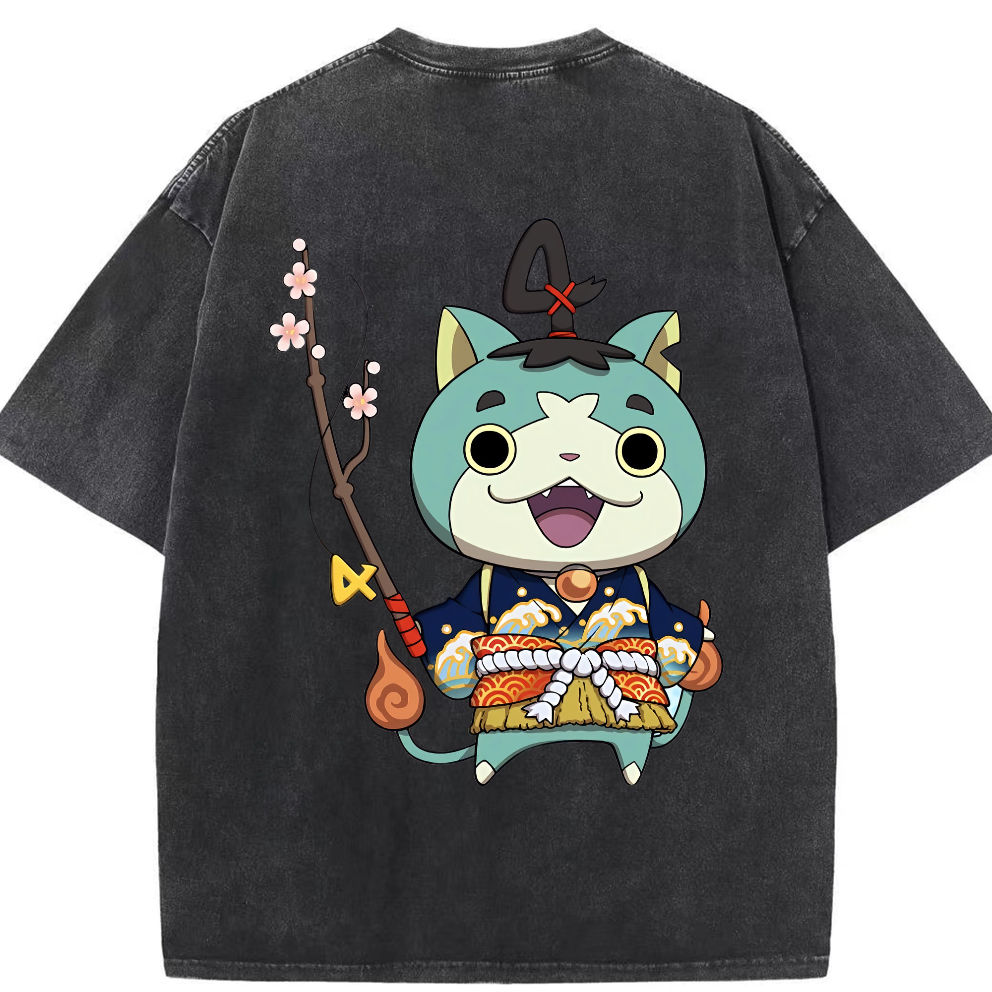 （画像用） 妖怪ウォッチ Yo-kai Watch 綿100% ヴィンテージ風 半袖Tシャツ（背面プリント）