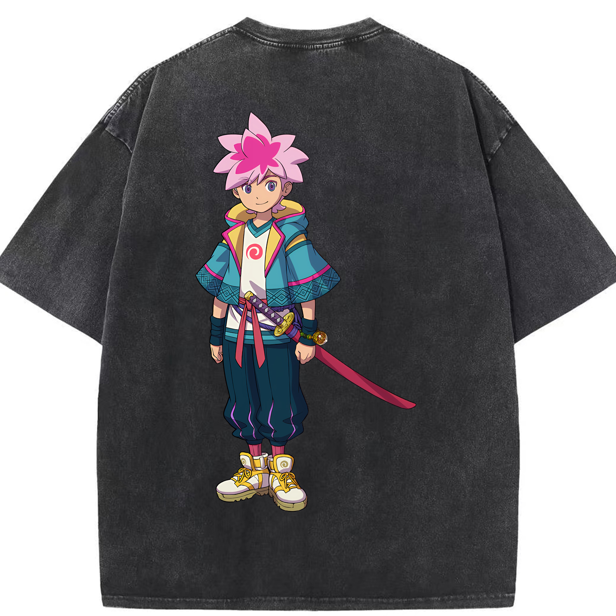 （画像用） 妖怪ウォッチ Yo-kai Watch 綿100% ヴィンテージ風 半袖Tシャツ（背面プリント）