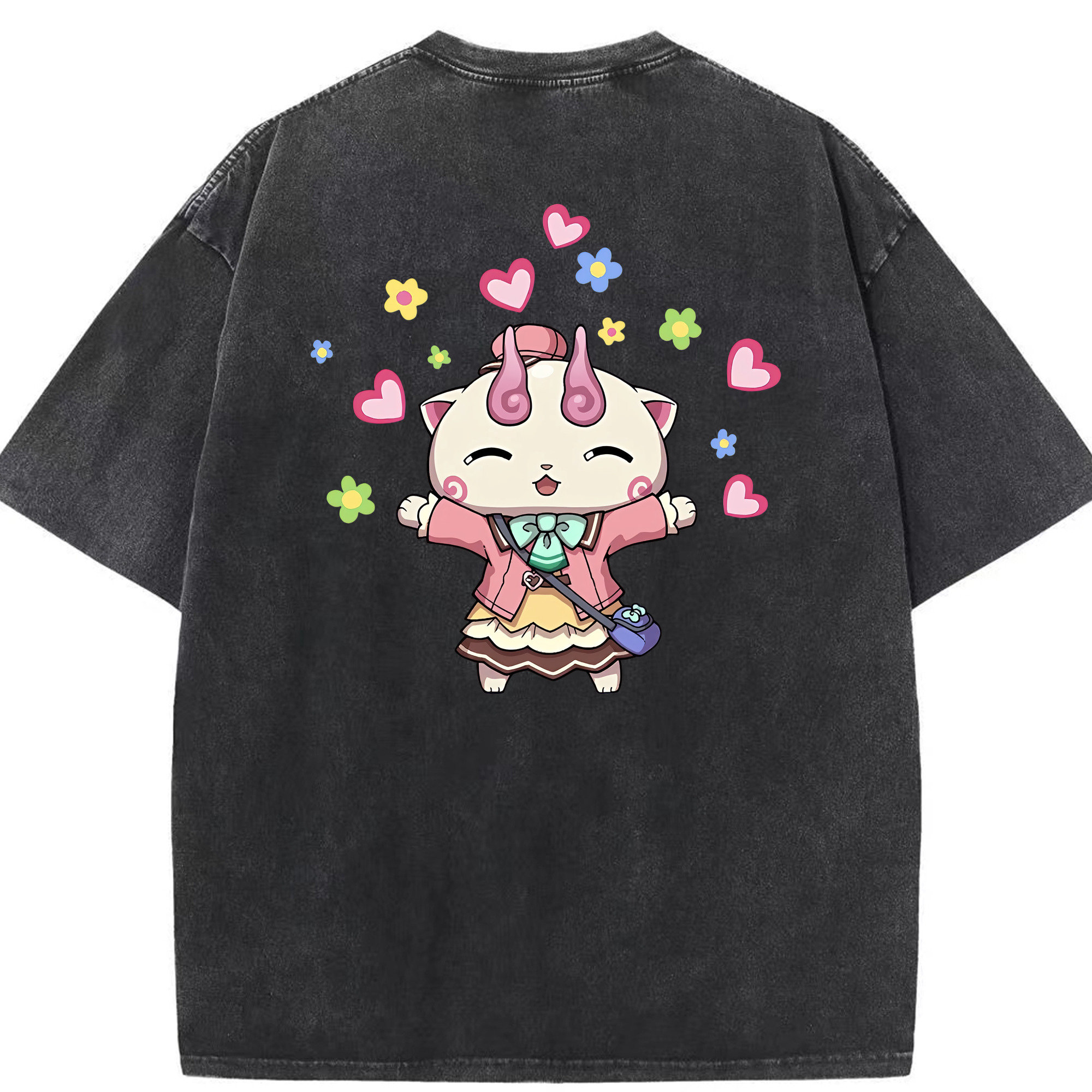 （画像用） 妖怪ウォッチ Yo-kai Watch 綿100% ヴィンテージ風 半袖Tシャツ（背面プリント）