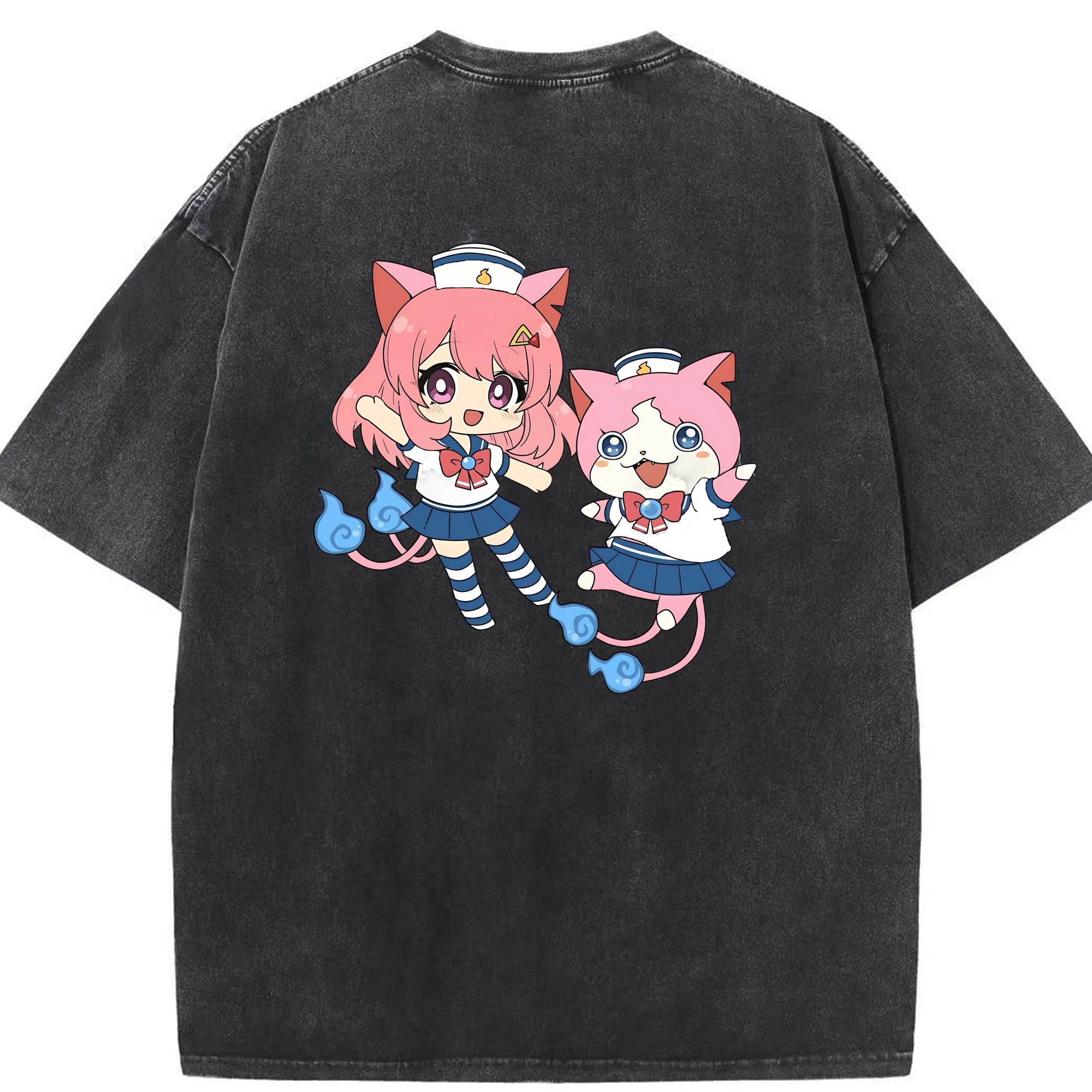 （画像用） 妖怪ウォッチ Yo-kai Watch 綿100% ヴィンテージ風 半袖Tシャツ（背面プリント）