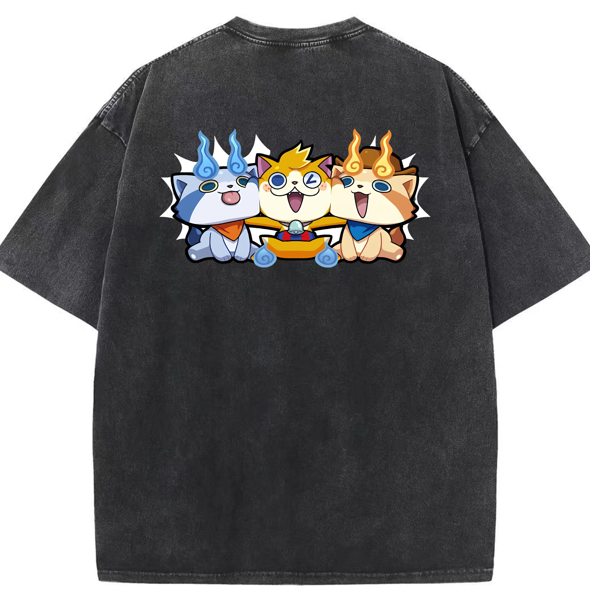 （画像用） 妖怪ウォッチ Yo-kai Watch 綿100% ヴィンテージ風 半袖Tシャツ（背面プリント）