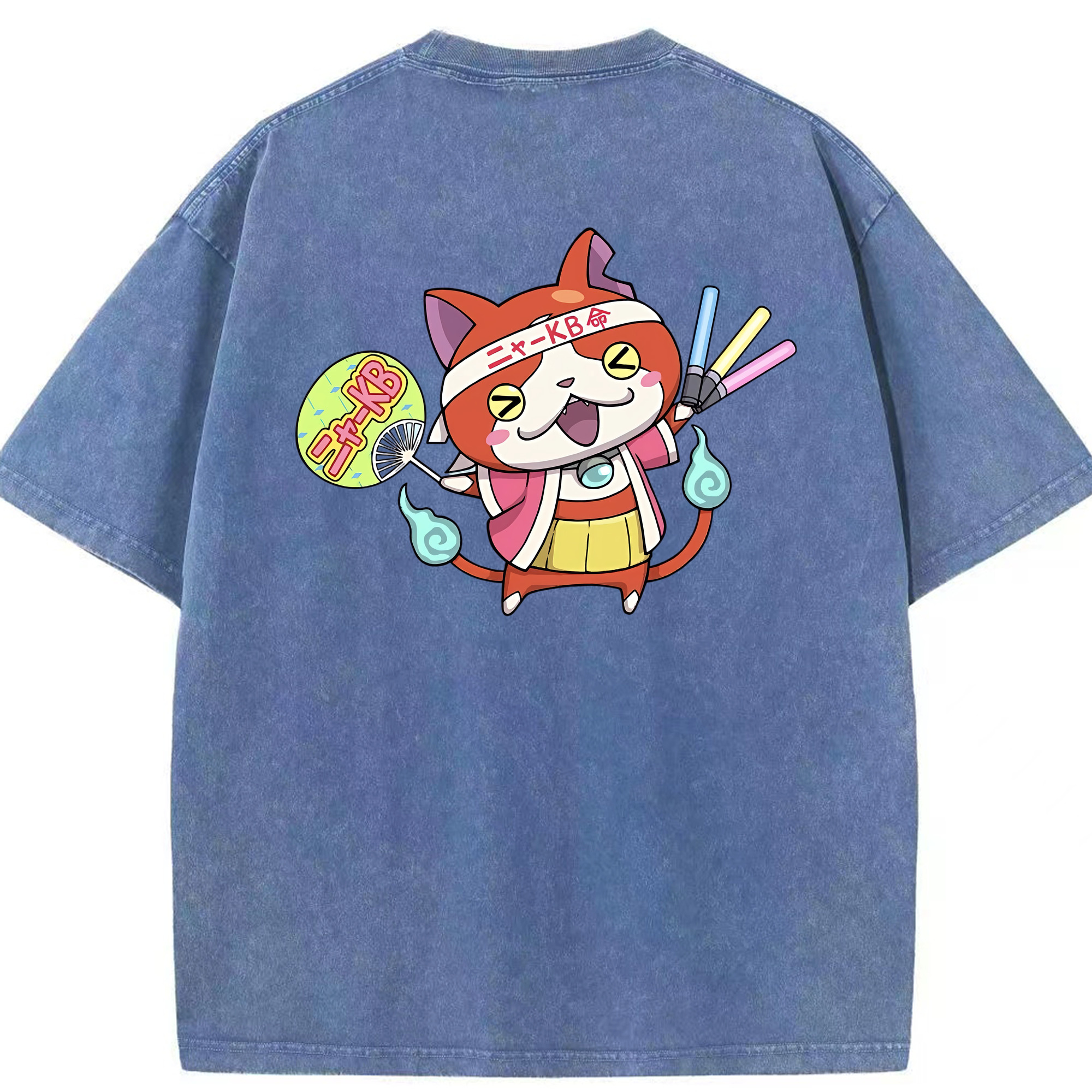 （画像用） 妖怪ウォッチ Yo-kai Watch 綿100% ヴィンテージ風 半袖Tシャツ（背面プリント）