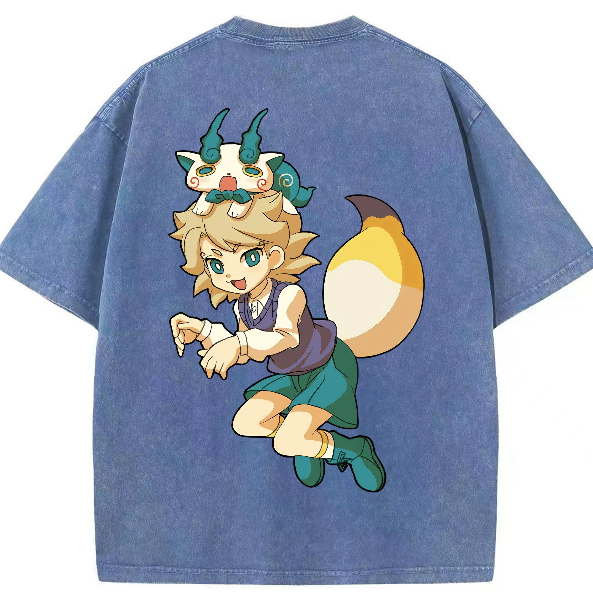 （画像用） 妖怪ウォッチ Yo-kai Watch 綿100% ヴィンテージ風 半袖Tシャツ（背面プリント）