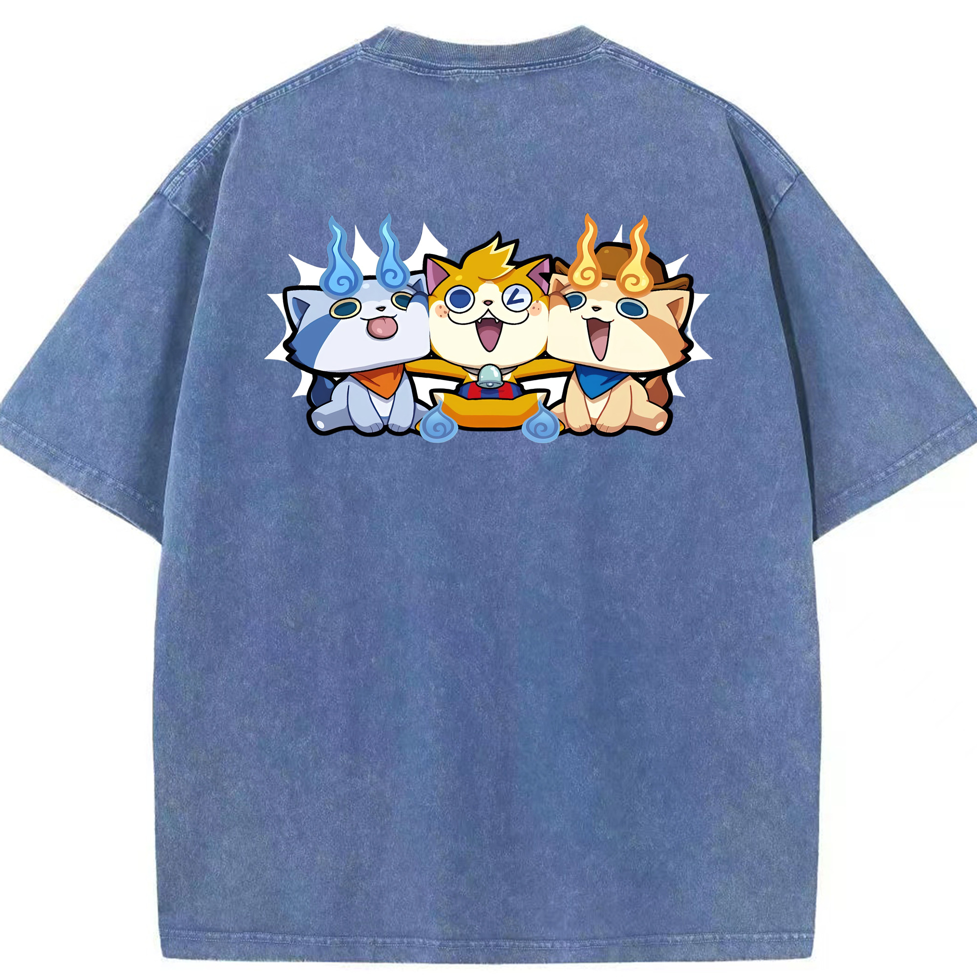 （画像用） 妖怪ウォッチ Yo-kai Watch 綿100% ヴィンテージ風 半袖Tシャツ（背面プリント）
