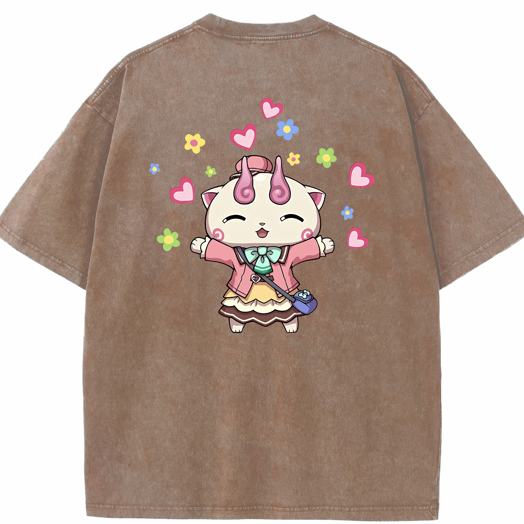 （画像用） 妖怪ウォッチ Yo-kai Watch 綿100% ヴィンテージ風 半袖Tシャツ（背面プリント）