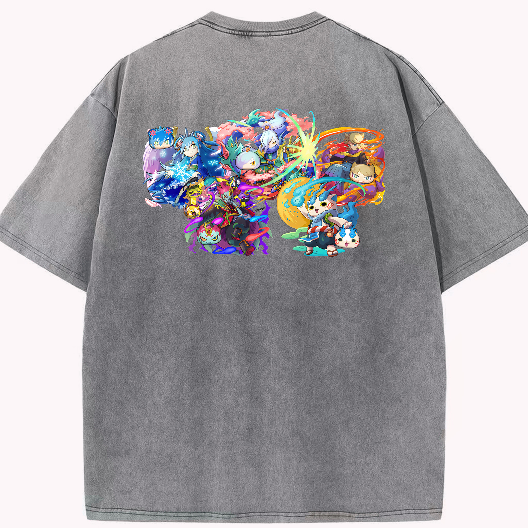 （画像用） 妖怪ウォッチ Yo-kai Watch 綿100% ヴィンテージ風 半袖Tシャツ（背面プリント）