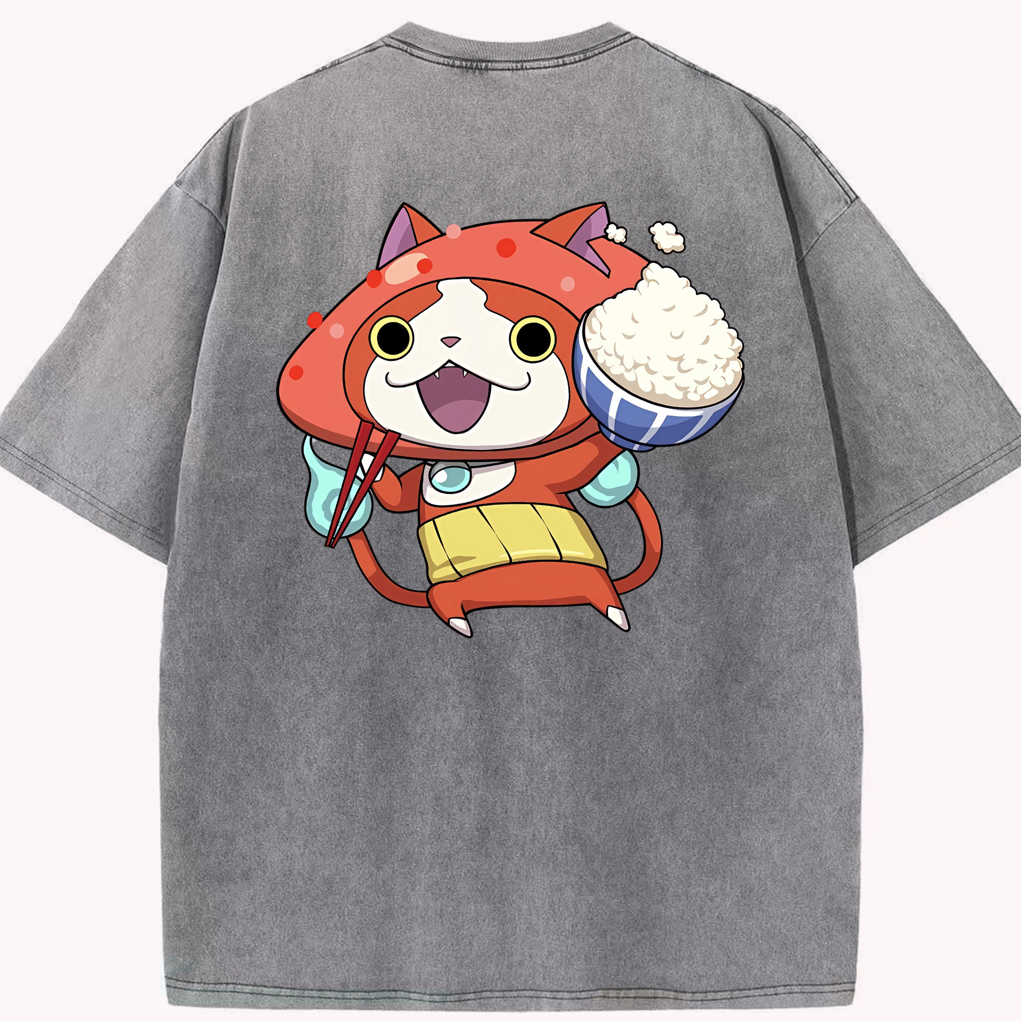 （画像用） 妖怪ウォッチ Yo-kai Watch 綿100% ヴィンテージ風 半袖Tシャツ（背面プリント）