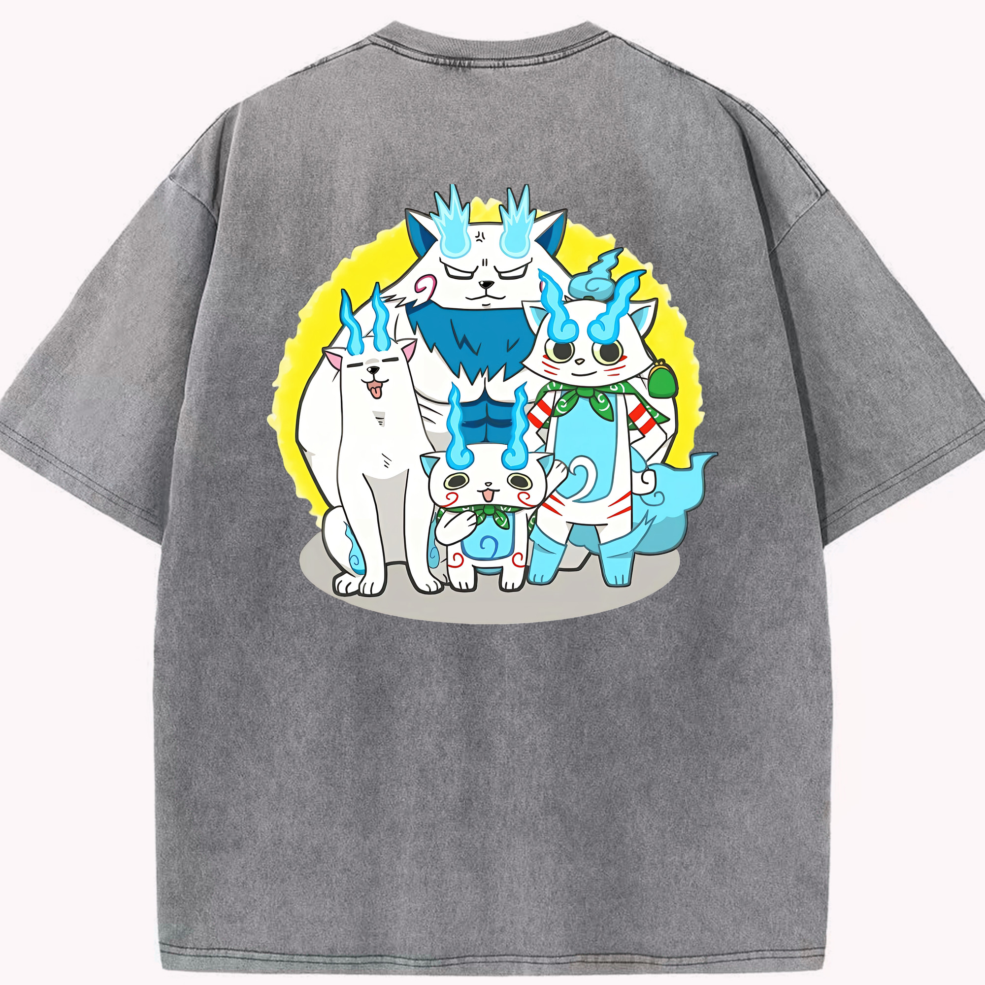 （画像用） 妖怪ウォッチ Yo-kai Watch 綿100% ヴィンテージ風 半袖Tシャツ（背面プリント）