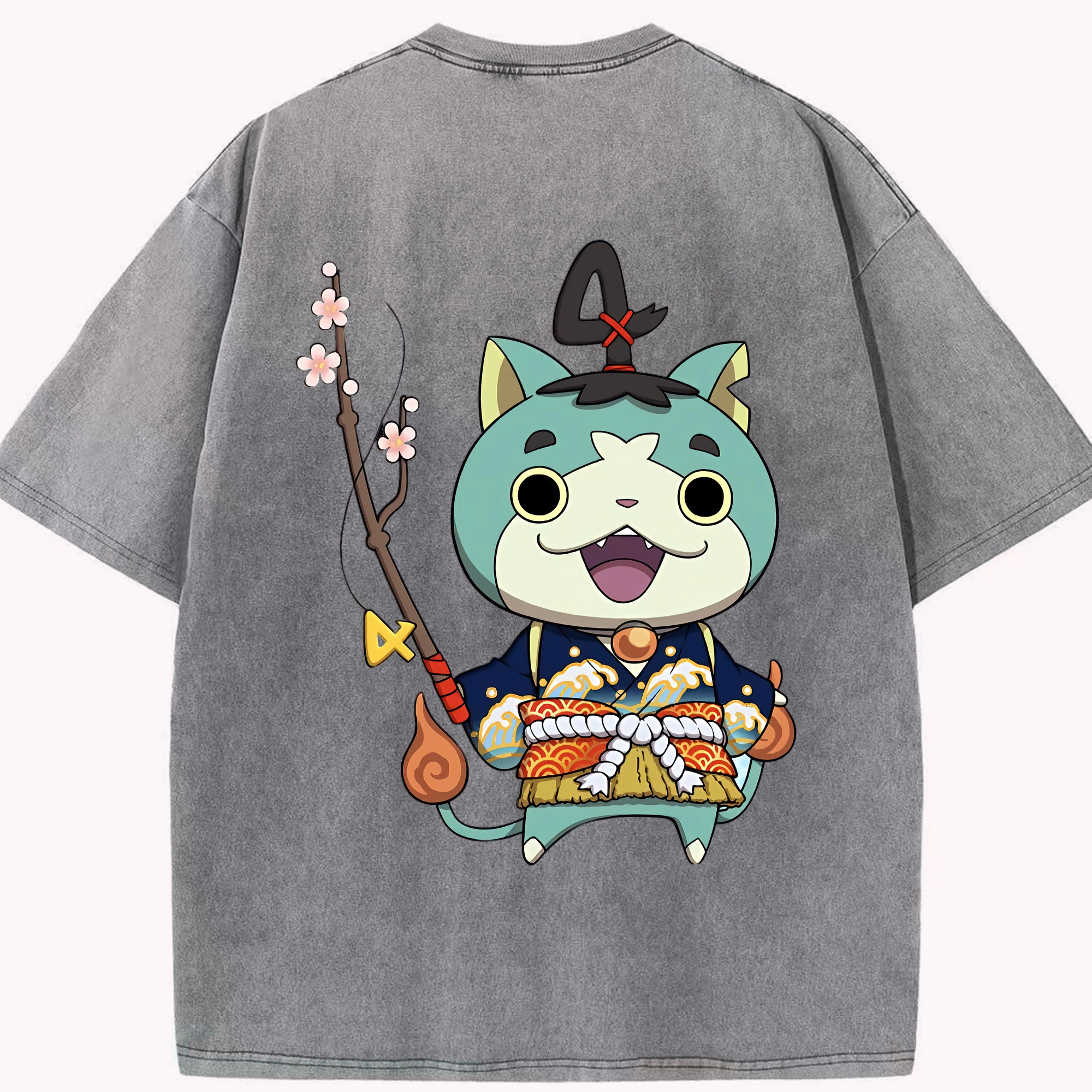 （画像用） 妖怪ウォッチ Yo-kai Watch 綿100% ヴィンテージ風 半袖Tシャツ（背面プリント）