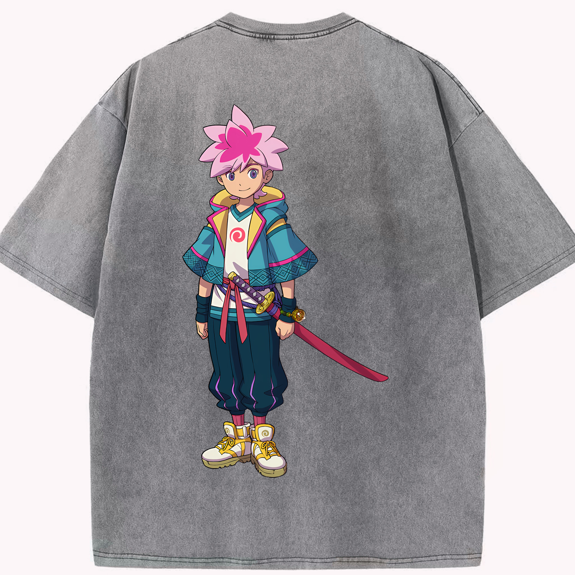 （画像用） 妖怪ウォッチ Yo-kai Watch 綿100% ヴィンテージ風 半袖Tシャツ（背面プリント）