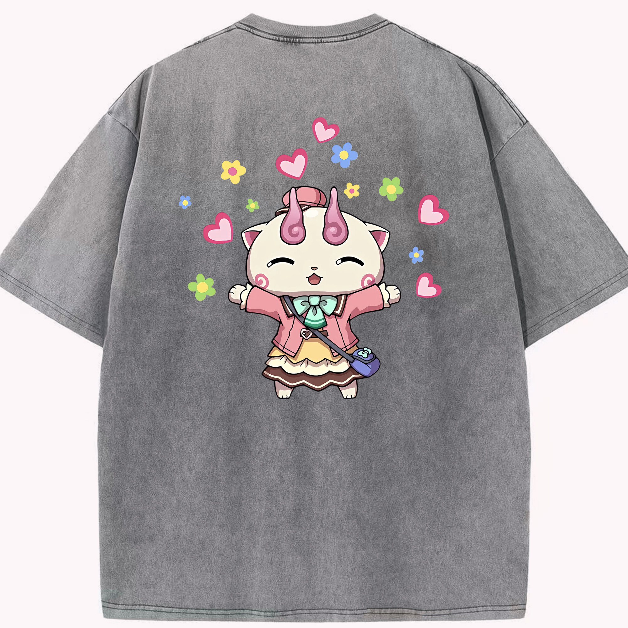（画像用） 妖怪ウォッチ Yo-kai Watch 綿100% ヴィンテージ風 半袖Tシャツ（背面プリント）