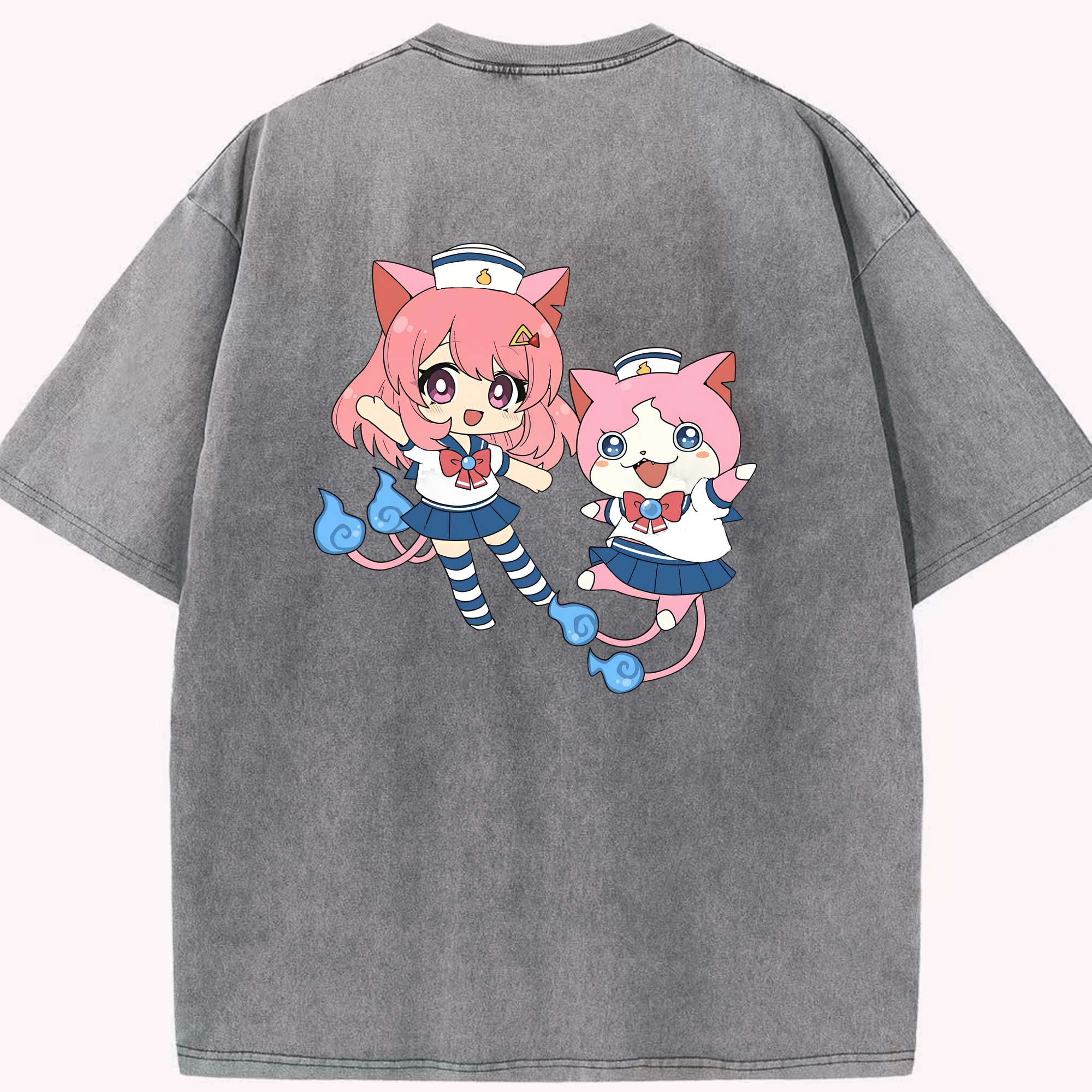 （画像用） 妖怪ウォッチ Yo-kai Watch 綿100% ヴィンテージ風 半袖Tシャツ（背面プリント）