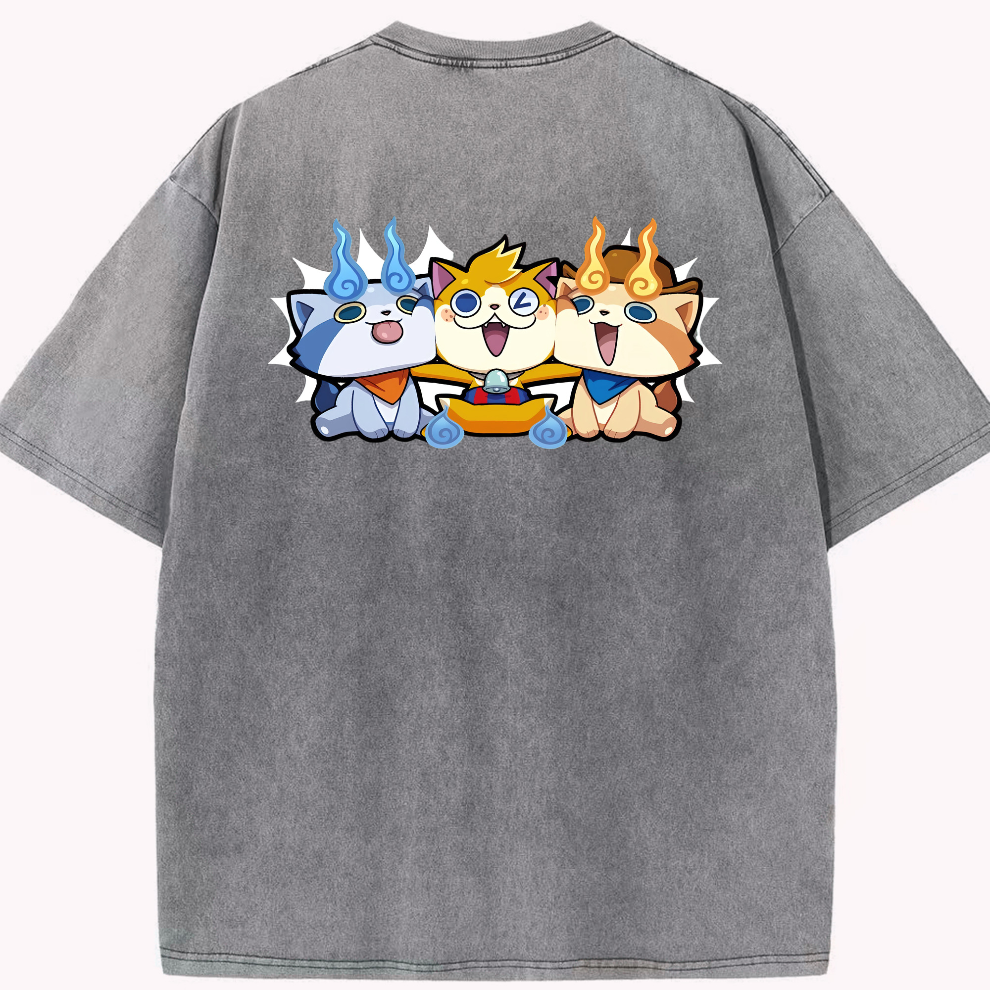（画像用） 妖怪ウォッチ Yo-kai Watch 綿100% ヴィンテージ風 半袖Tシャツ（背面プリント）