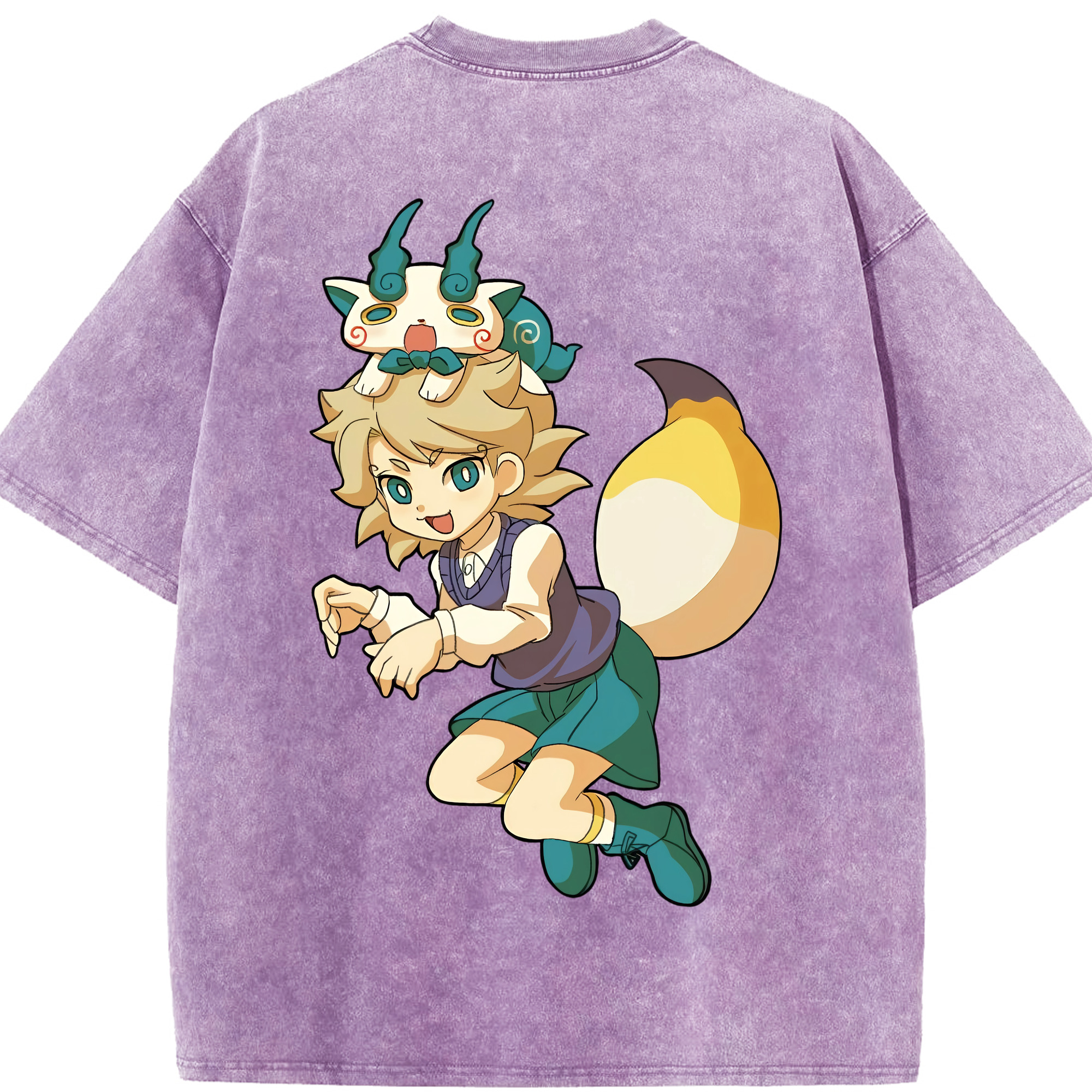 （画像用） 妖怪ウォッチ Yo-kai Watch 綿100% ヴィンテージ風 半袖Tシャツ（背面プリント）