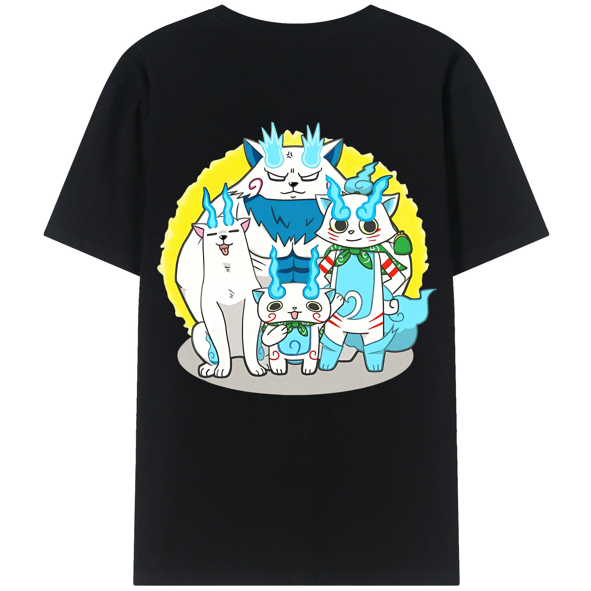 （画像用） 妖怪ウォッチ Yo-kai Watch 綿100％ メンズ半袖Tシャツ（バックプリント） 通気性
