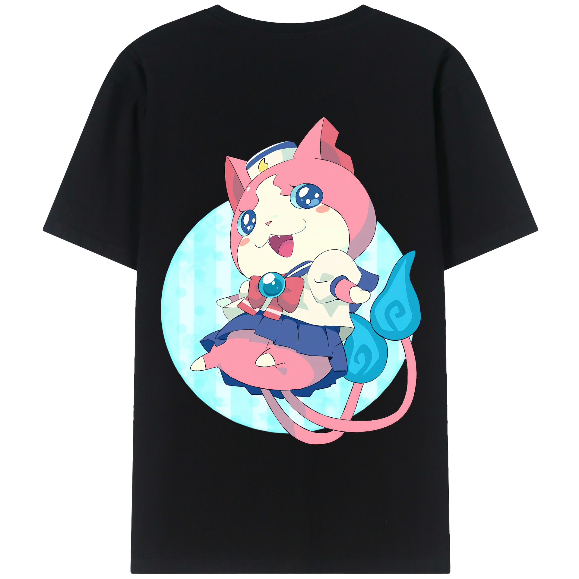 （画像用） 妖怪ウォッチ Yo-kai Watch 綿100％ メンズ半袖Tシャツ（バックプリント） 通気性