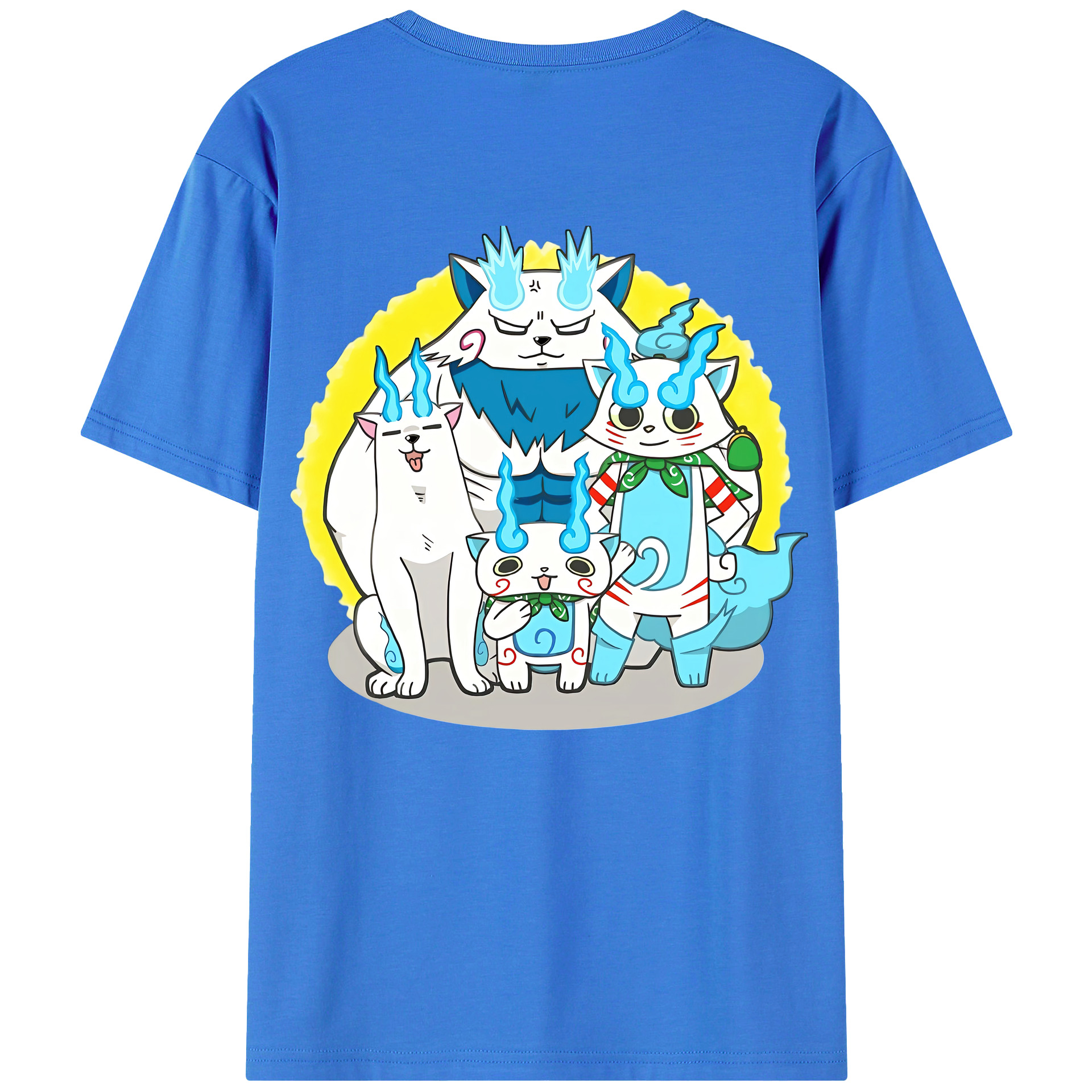（画像用） 妖怪ウォッチ Yo-kai Watch 綿100％ メンズ半袖Tシャツ（バックプリント） 通気性