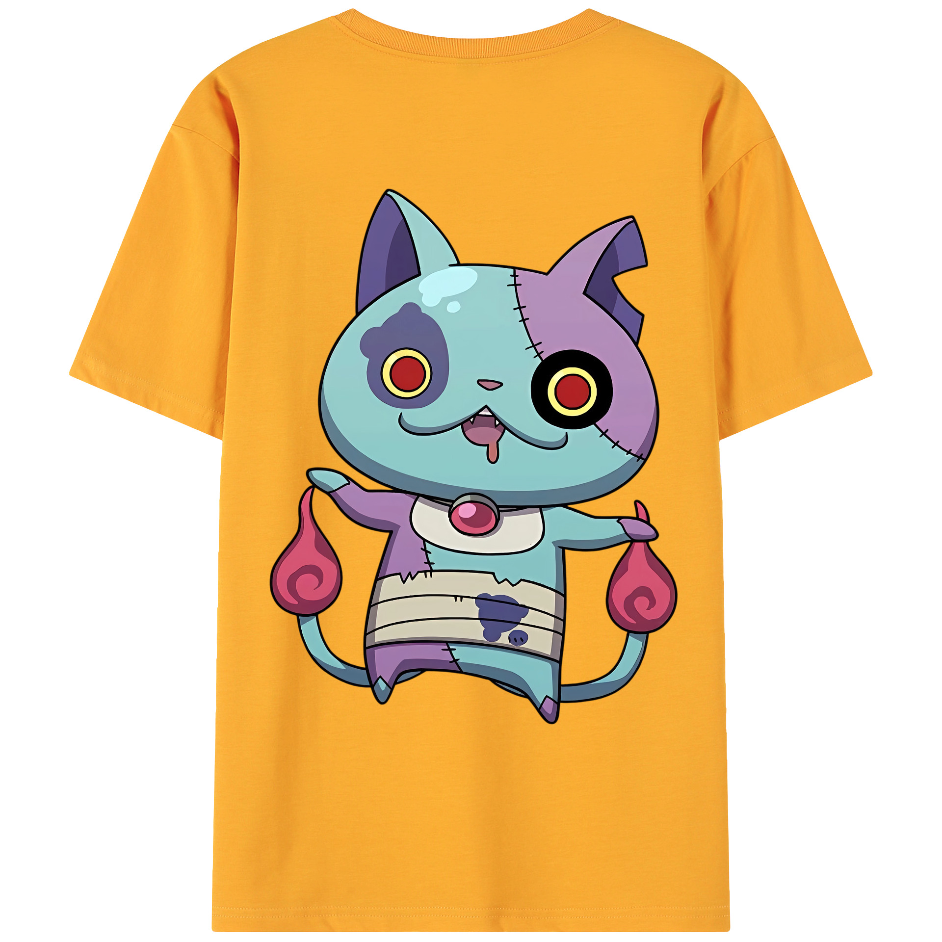 （画像用） 妖怪ウォッチ Yo-kai Watch 綿100％ メンズ半袖Tシャツ（バックプリント） 通気性