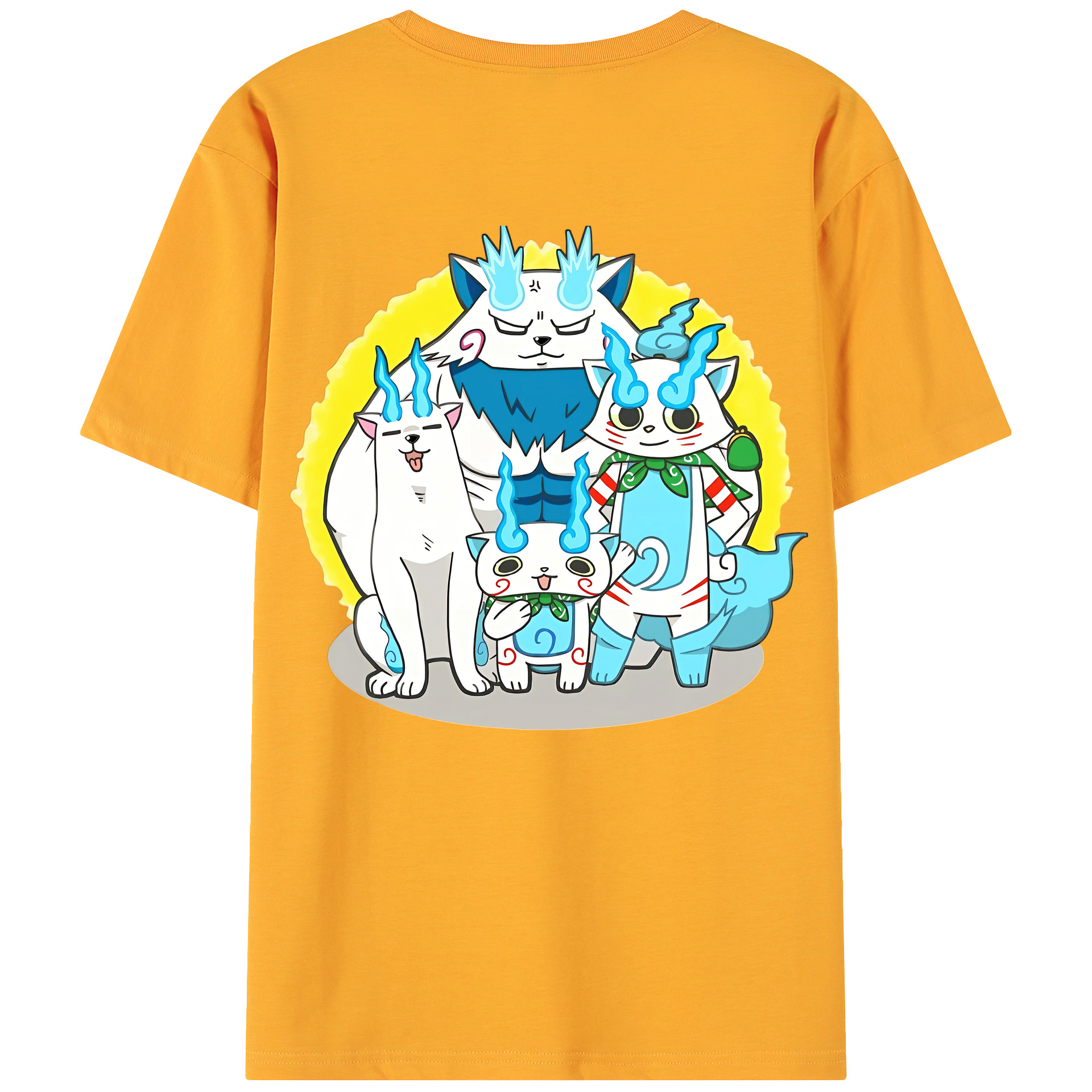 （画像用） 妖怪ウォッチ Yo-kai Watch 綿100％ メンズ半袖Tシャツ（バックプリント） 通気性