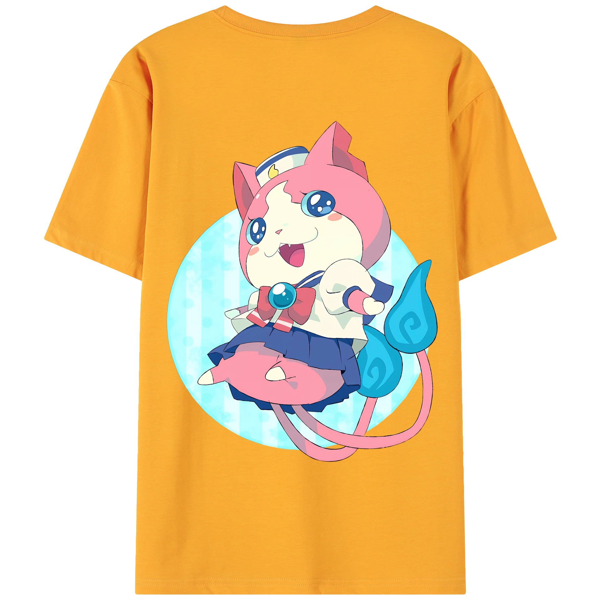 （画像用） 妖怪ウォッチ Yo-kai Watch 綿100％ メンズ半袖Tシャツ（バックプリント） 通気性