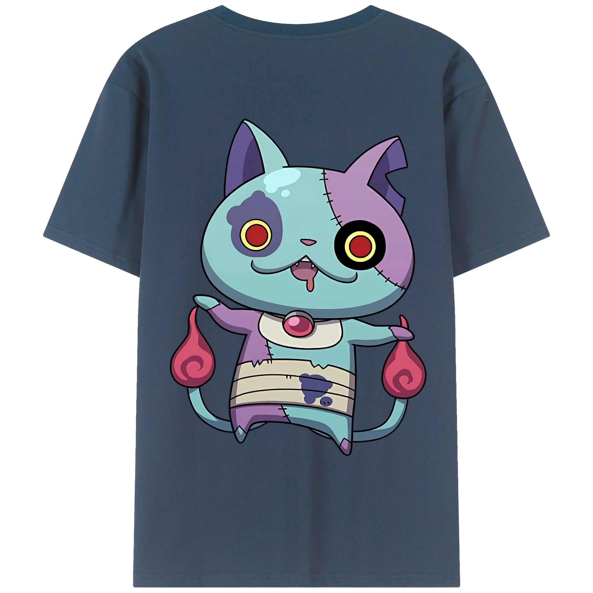（画像用） 妖怪ウォッチ Yo-kai Watch 綿100％ メンズ半袖Tシャツ（バックプリント） 通気性