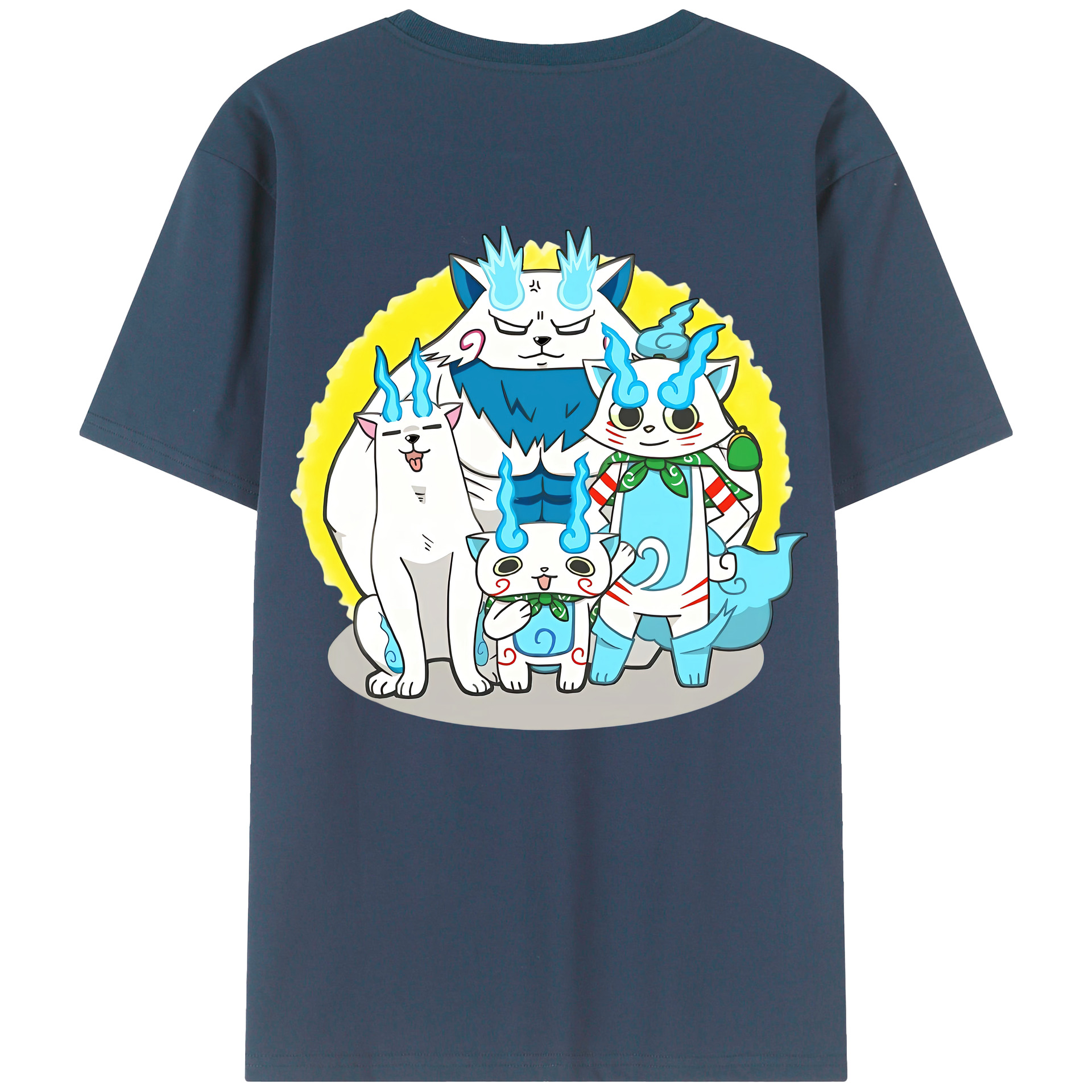 （画像用） 妖怪ウォッチ Yo-kai Watch 綿100％ メンズ半袖Tシャツ（バックプリント） 通気性