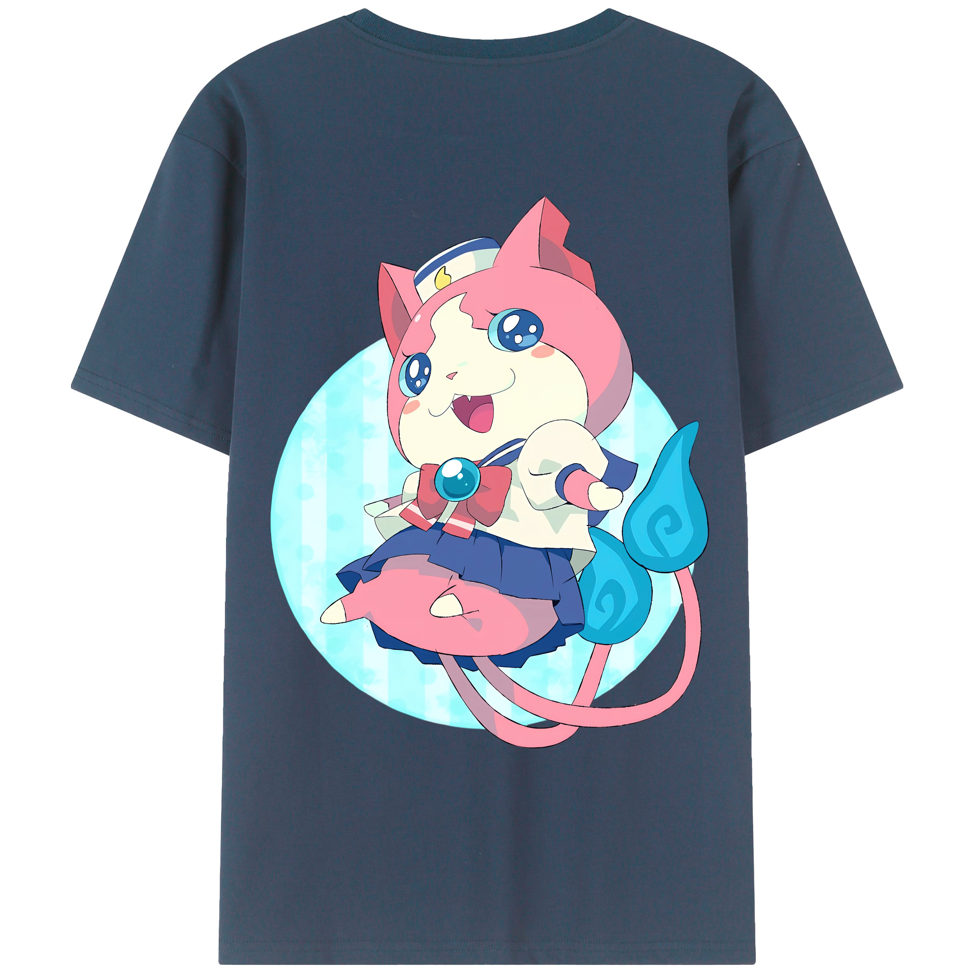 （画像用） 妖怪ウォッチ Yo-kai Watch 綿100％ メンズ半袖Tシャツ（バックプリント） 通気性