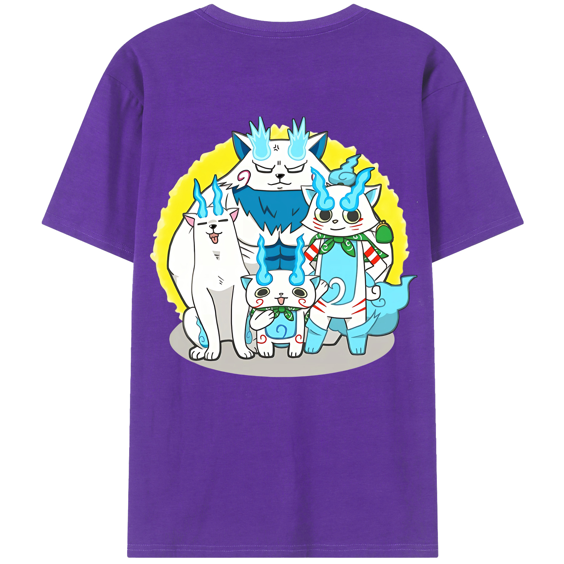 （画像用） 妖怪ウォッチ Yo-kai Watch 綿100％ メンズ半袖Tシャツ（バックプリント） 通気性