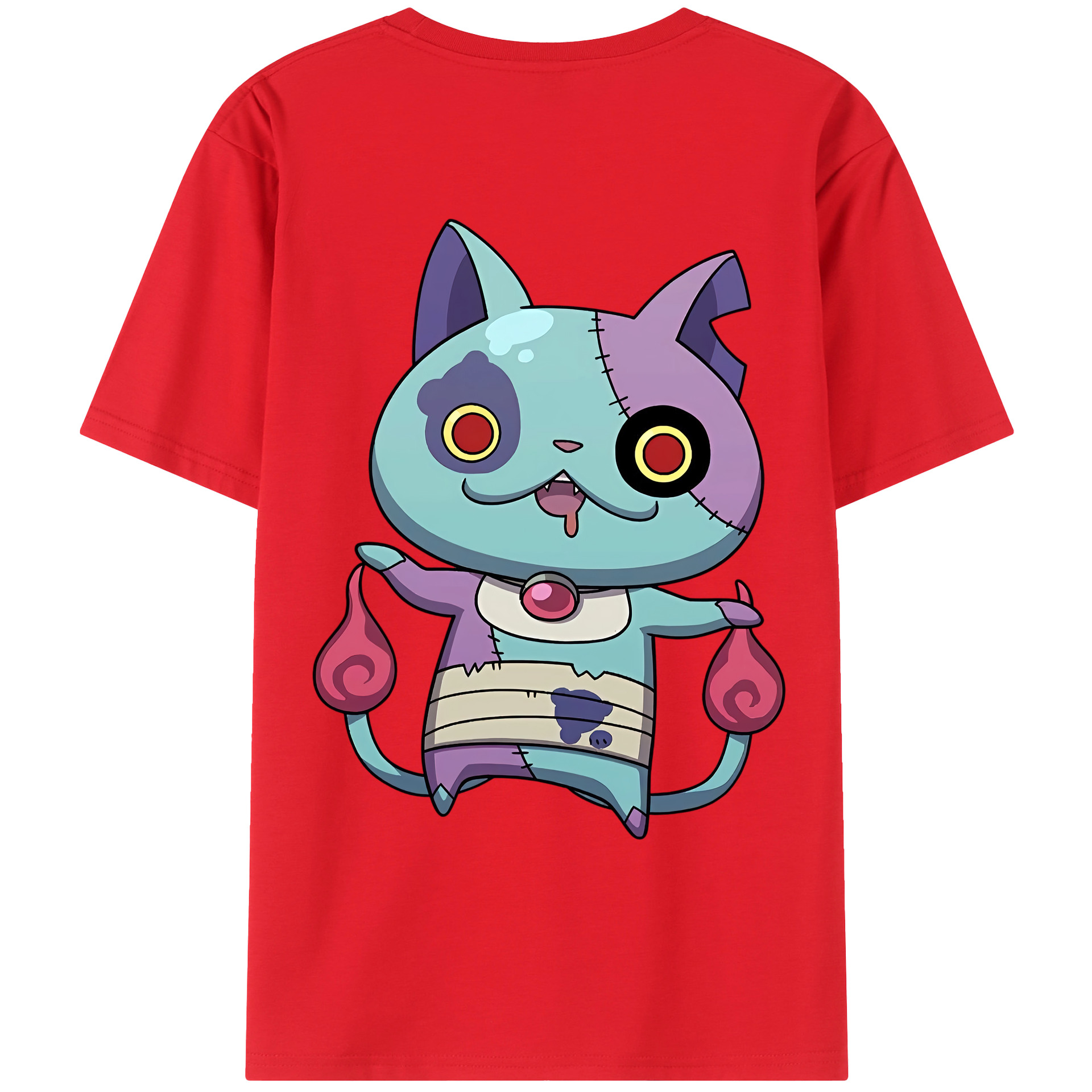 （画像用） 妖怪ウォッチ Yo-kai Watch 綿100％ メンズ半袖Tシャツ（バックプリント） 通気性