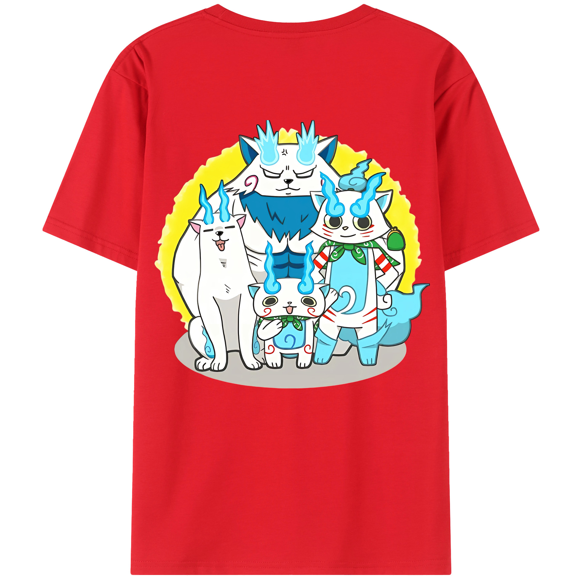 （画像用） 妖怪ウォッチ Yo-kai Watch 綿100％ メンズ半袖Tシャツ（バックプリント） 通気性