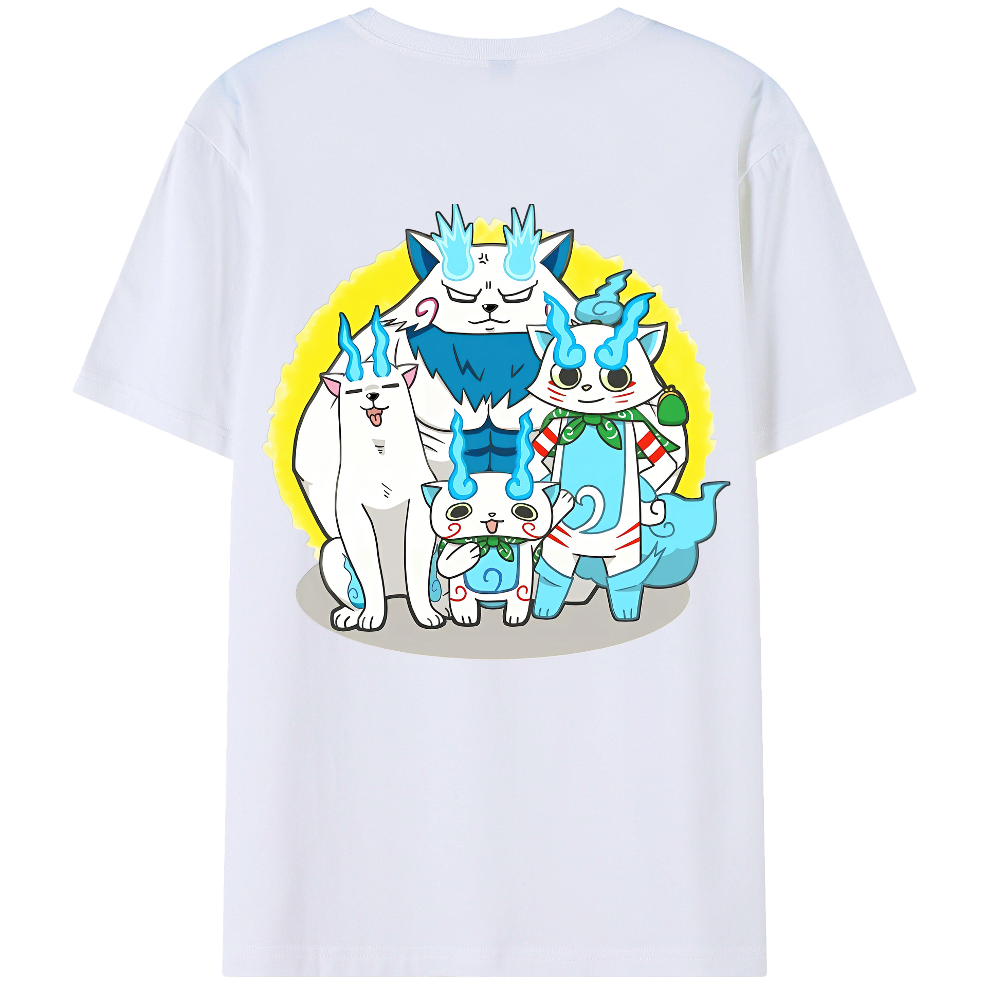 （画像用） 妖怪ウォッチ Yo-kai Watch 綿100％ メンズ半袖Tシャツ（バックプリント） 通気性