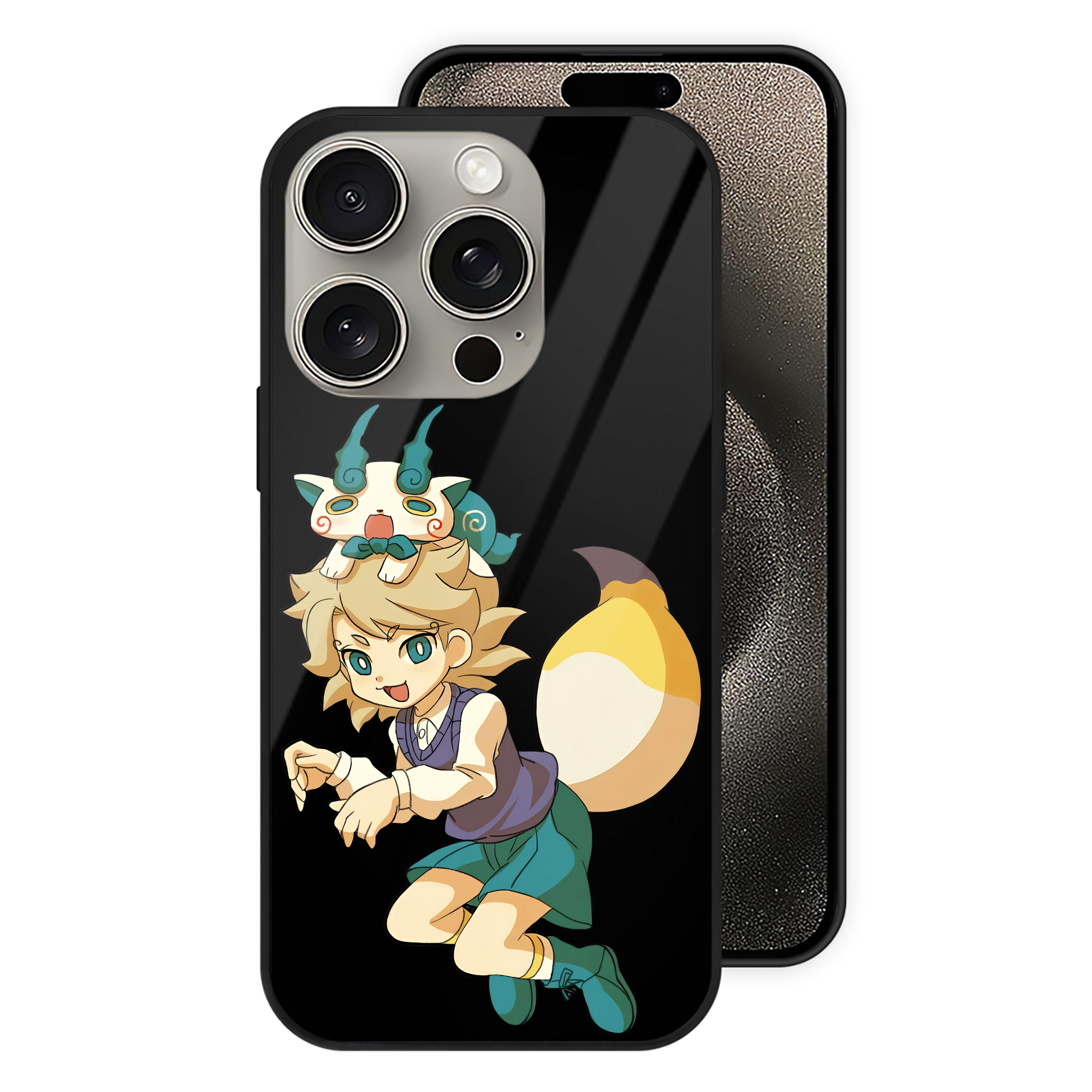 （画像用） 妖怪ウォッチ Yo-kai Watch 【iPhone15Pro対応】スマホケース 耐衝撃＆黄変防止 背面ガラス