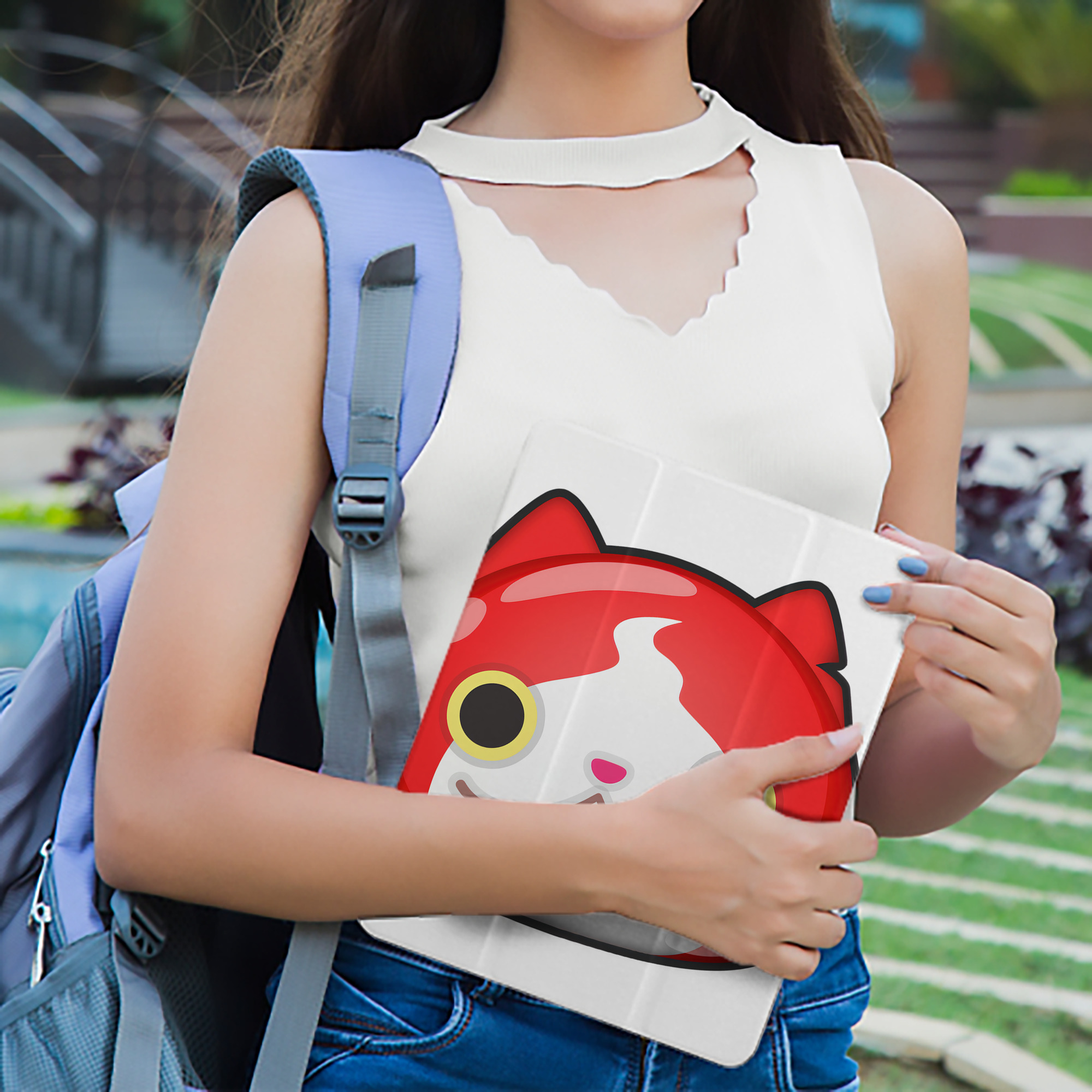 妖怪ウォッチ Yo-kai Watch IPad ケース ペン収納付き 三つ折りスタンド PUレザー×シリコン 対応機種9.5/10.5/10.9インチ