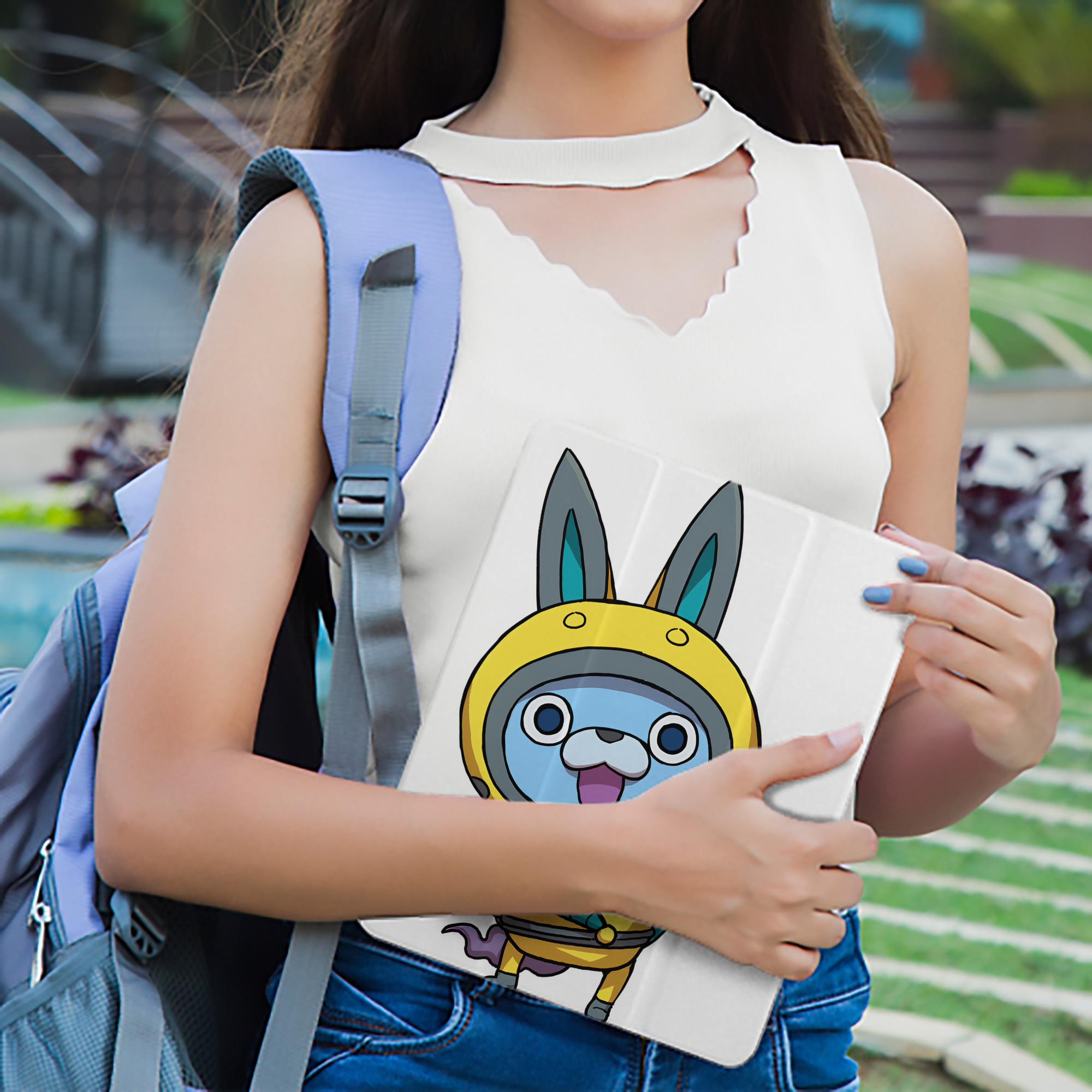 妖怪ウォッチ Yo-kai Watch IPad ケース ペン収納付き 三つ折りスタンド PUレザー×シリコン 対応機種9.5/10.5/10.9インチ