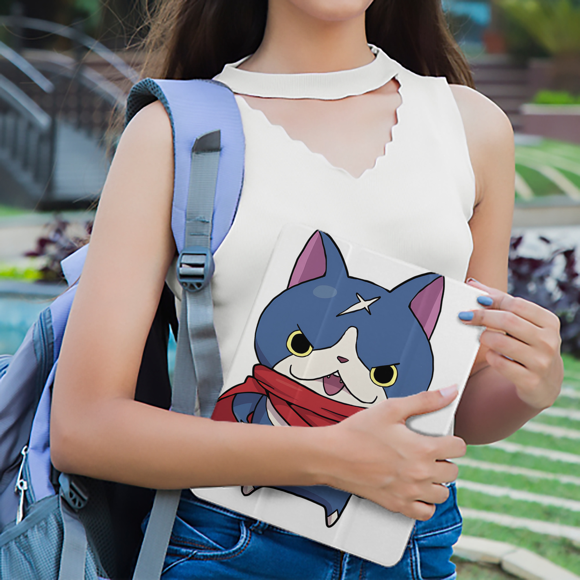 妖怪ウォッチ Yo-kai Watch IPad ケース ペン収納付き 三つ折りスタンド PUレザー×シリコン 対応機種9.5/10.5/10.9インチ