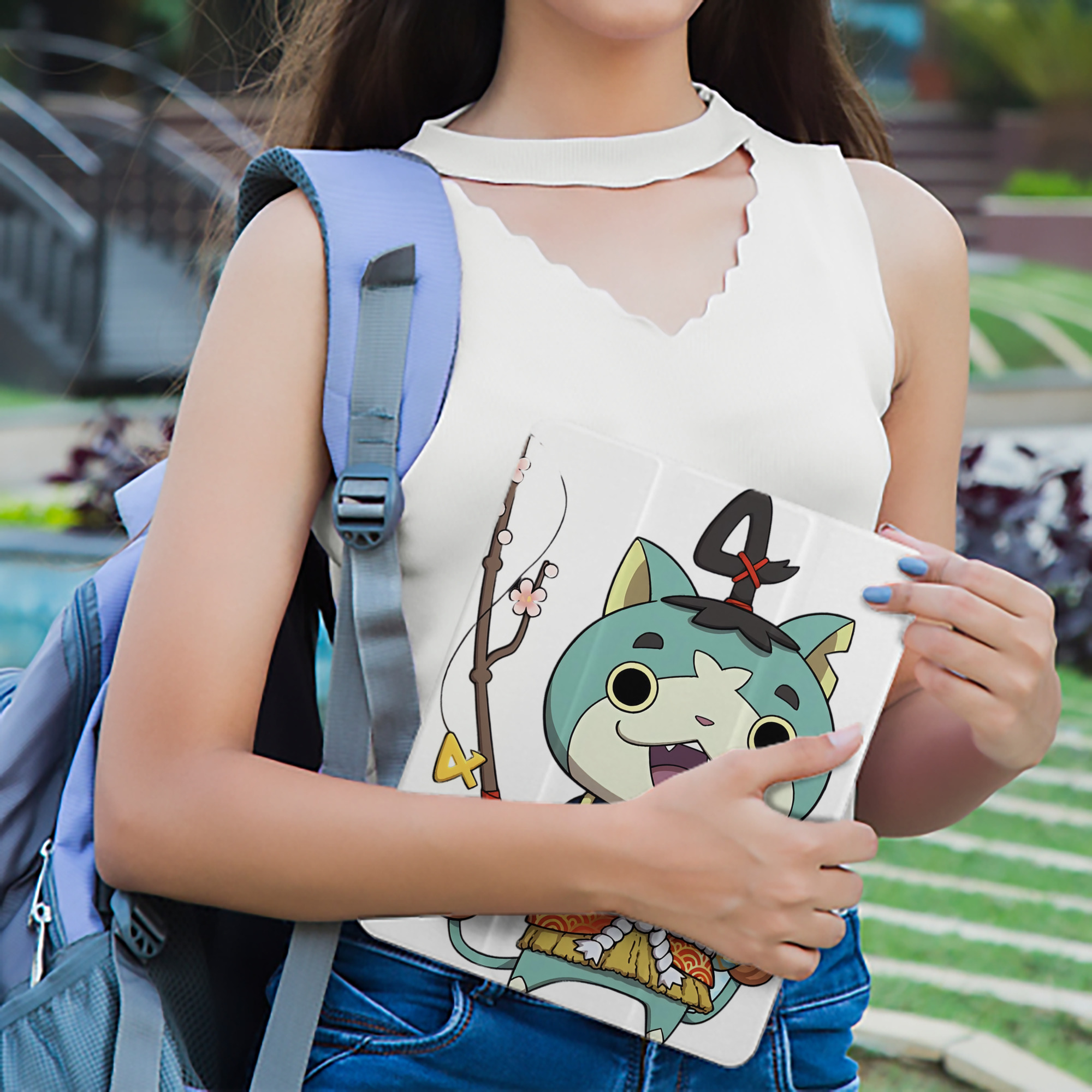 妖怪ウォッチ Yo-kai Watch IPad ケース ペン収納付き 三つ折りスタンド PUレザー×シリコン 対応機種9.5/10.5/10.9インチ