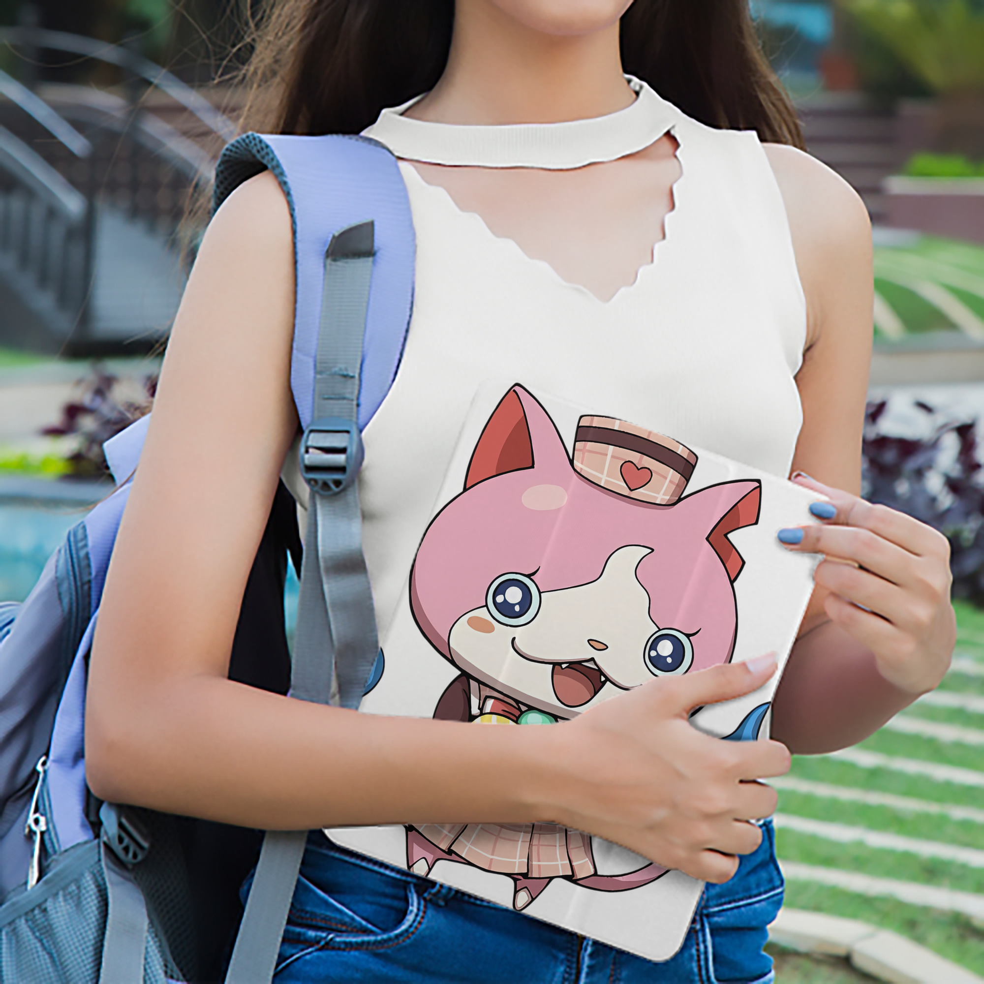妖怪ウォッチ Yo-kai Watch IPad ケース ペン収納付き 三つ折りスタンド PUレザー×シリコン 対応機種9.5/10.5/10.9インチ