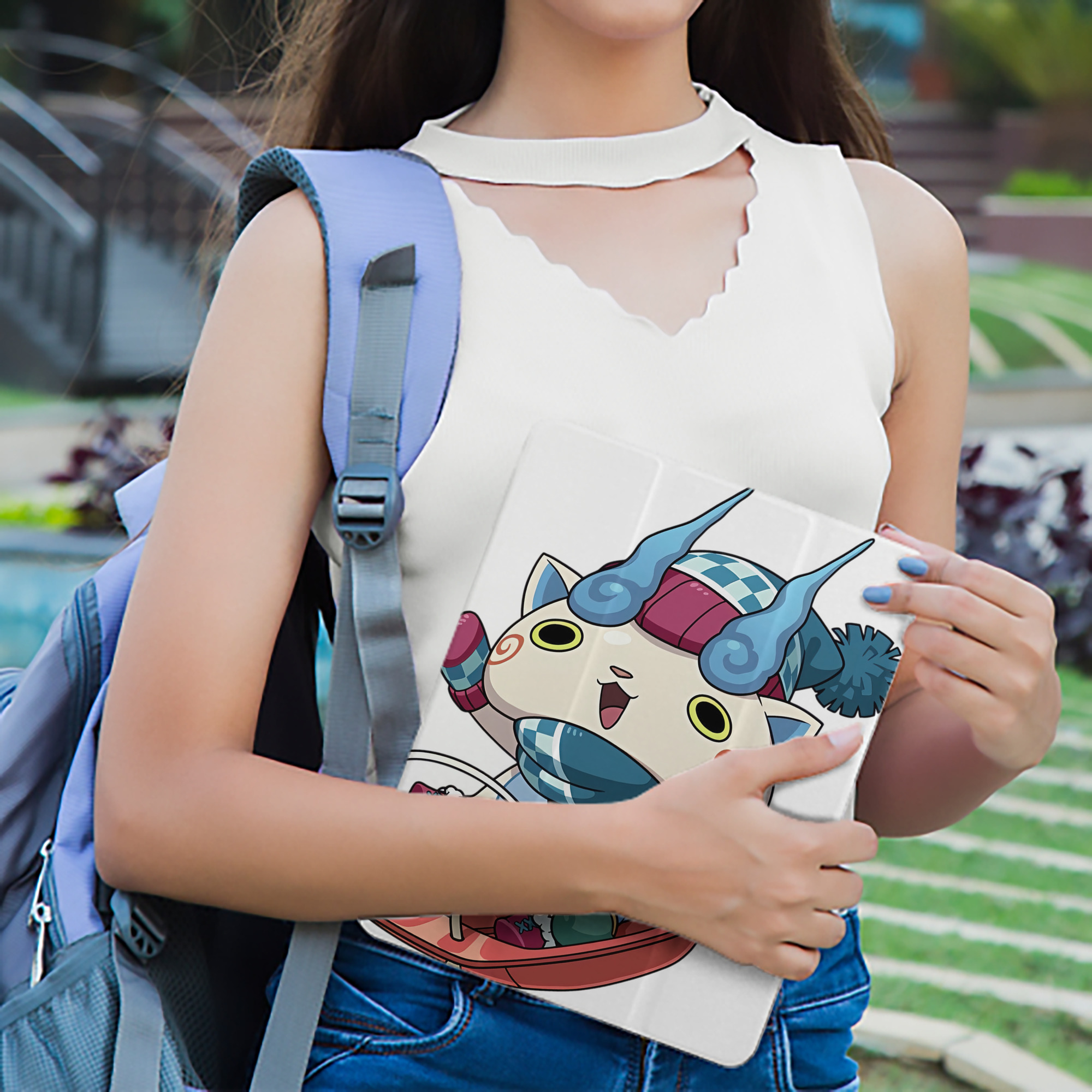 妖怪ウォッチ Yo-kai Watch IPad ケース ペン収納付き 三つ折りスタンド PUレザー×シリコン 対応機種9.5/10.5/10.9インチ