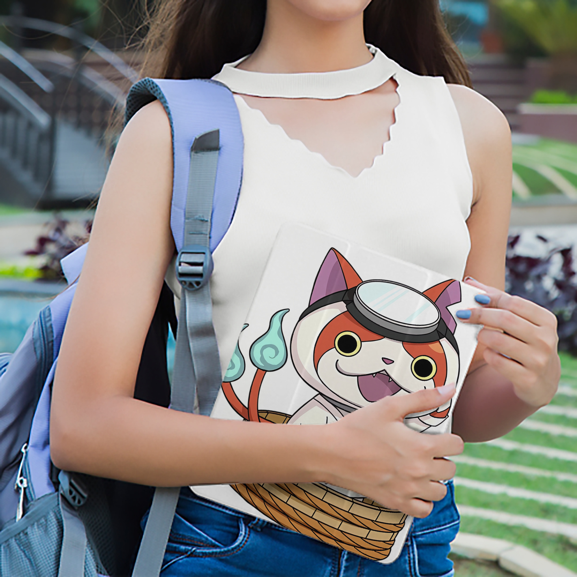 妖怪ウォッチ Yo-kai Watch IPad ケース ペン収納付き 三つ折りスタンド PUレザー×シリコン 対応機種9.5/10.5/10.9インチ