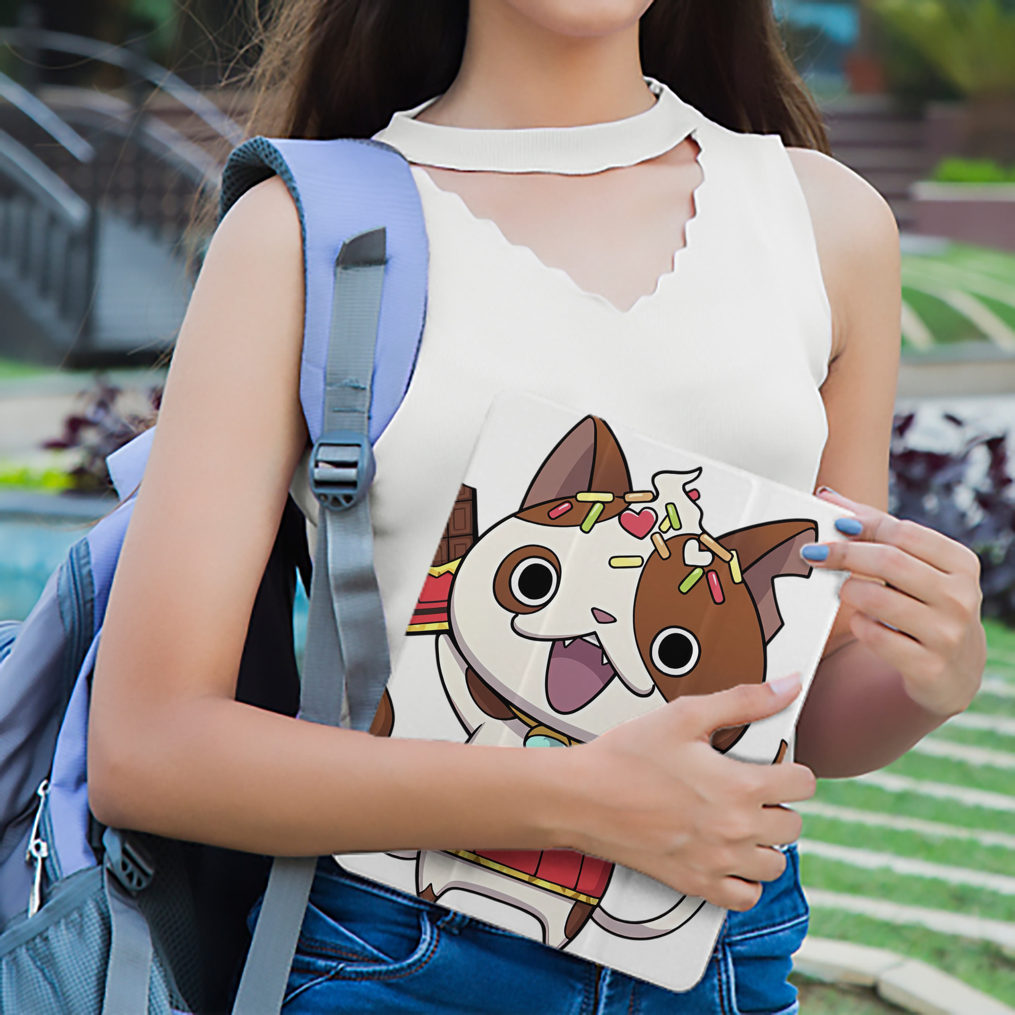 妖怪ウォッチ Yo-kai Watch IPad ケース ペン収納付き 三つ折りスタンド PUレザー×シリコン 対応機種9.5/10.5/10.9インチ